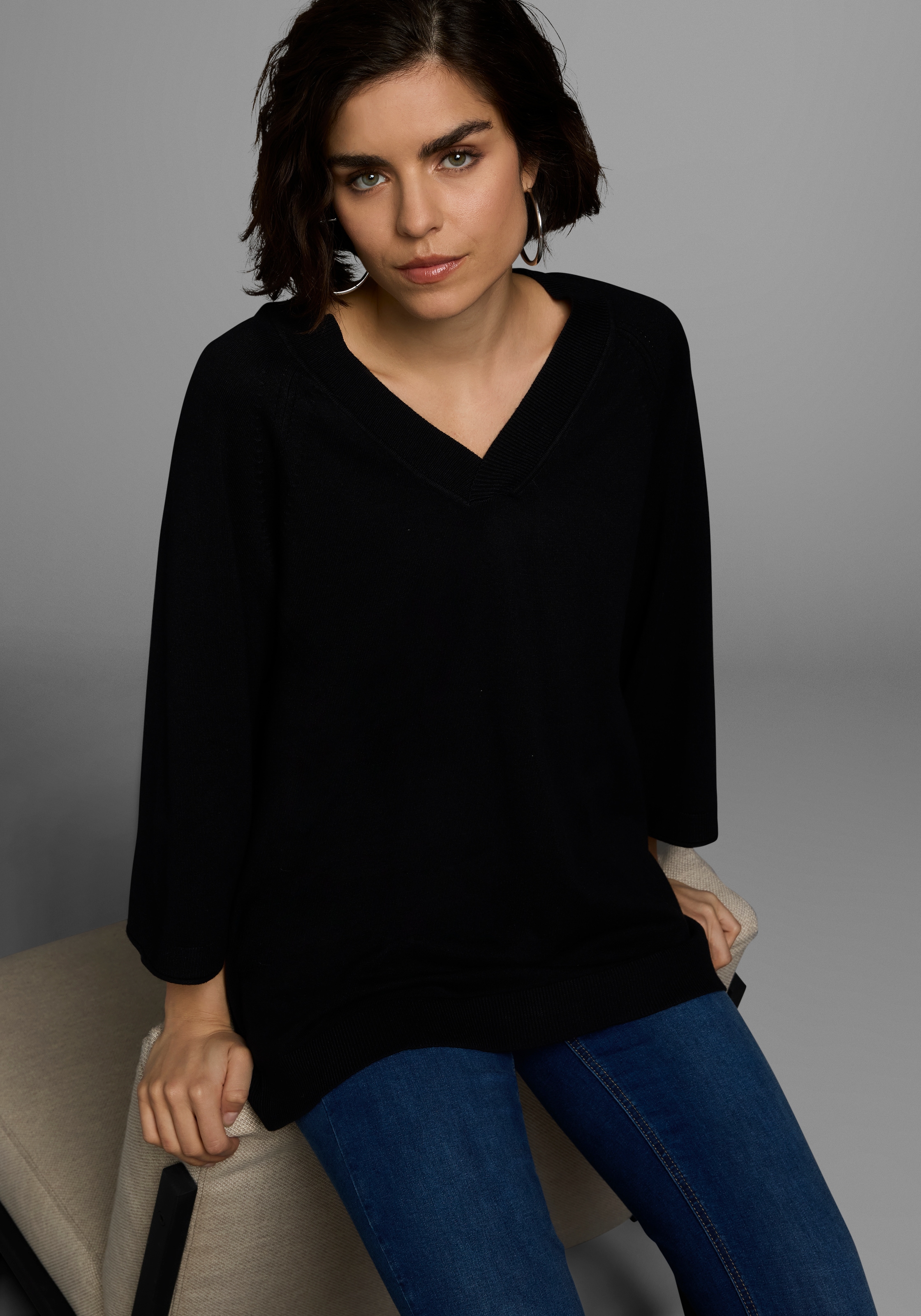 Boysen's V-Ausschnitt-Pullover, in leichter A-Form NEUE FARBE