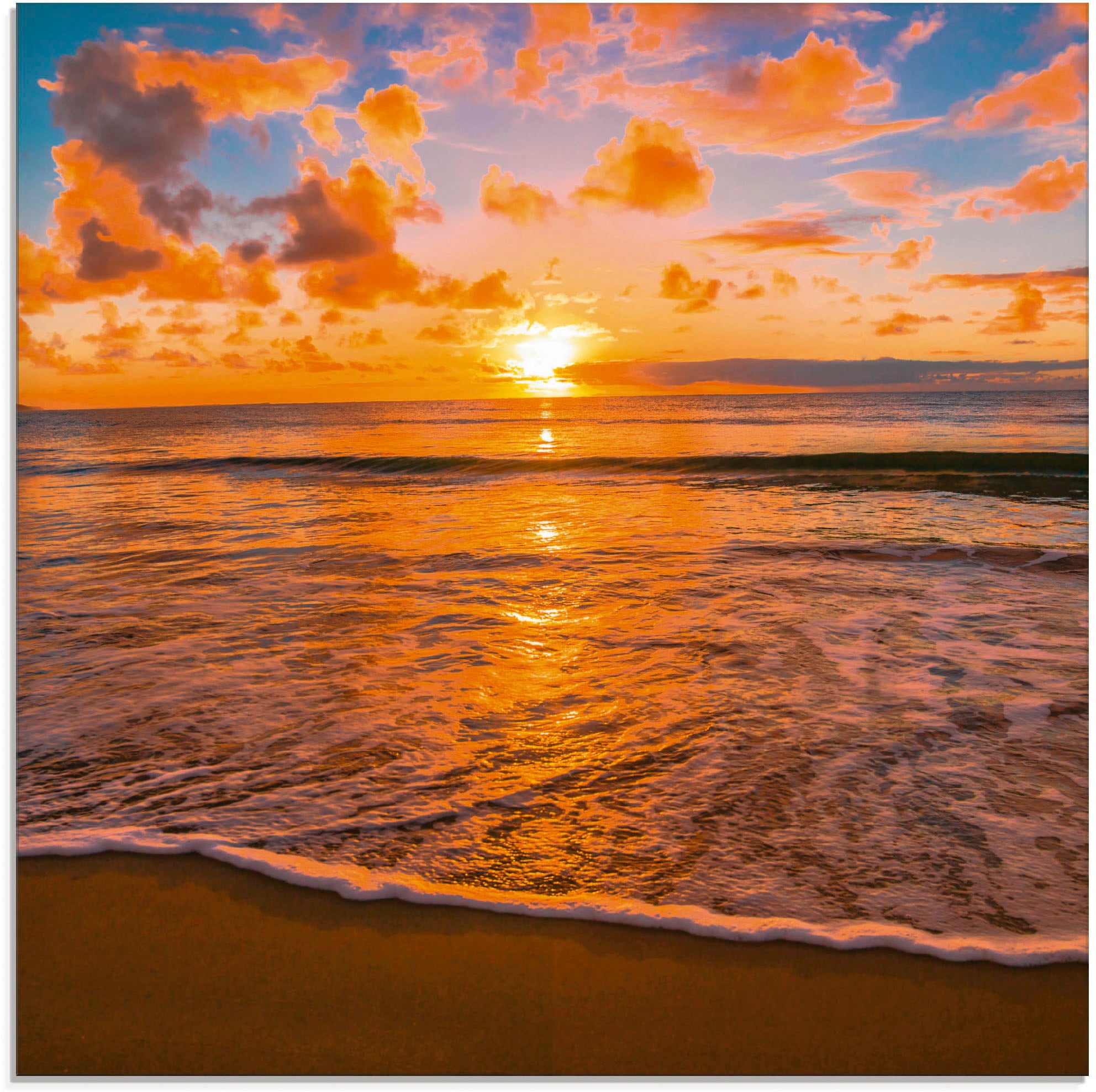 »Schöner tropischer Sonnenaufgang Sonnenuntergang Strand«, Grössen | Glasbild (1 bestellen verschiedenen St.), -untergang, in Artland & Jelmoli-Versand online am