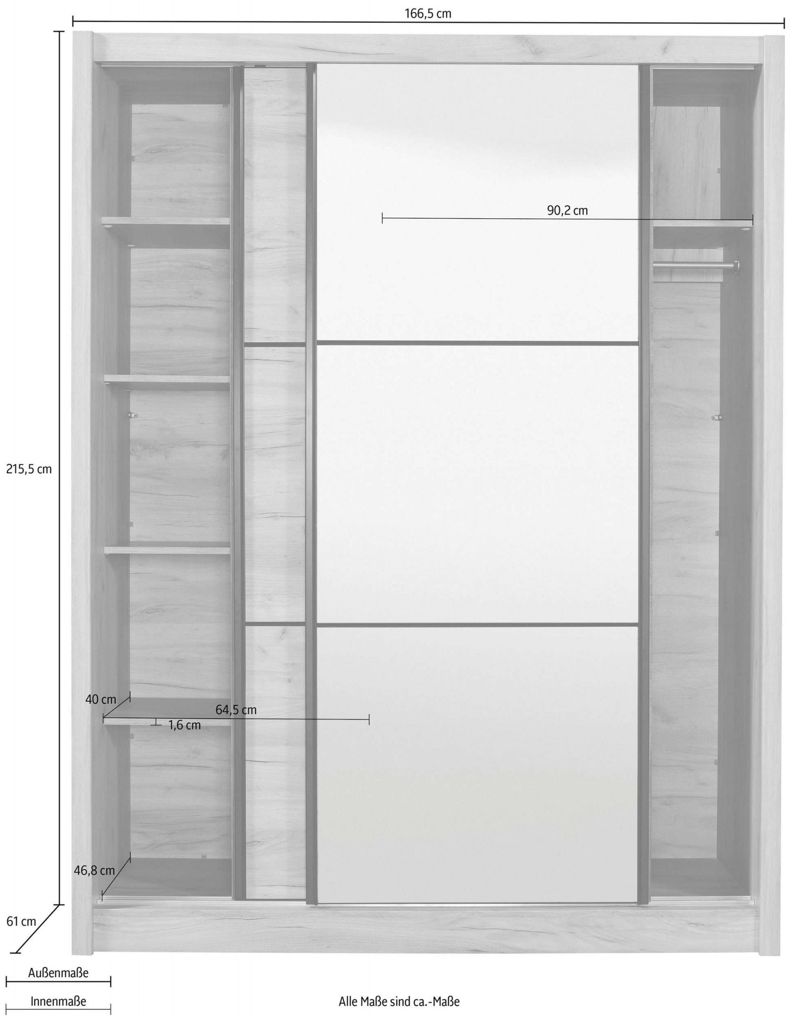 INOSIGN Schwebetürenschrank »Navara Kleiderschrank Wäscheschrank«, in 3 Breiten, mit kompletter Innenausstattung, FSC®-zertifiziert