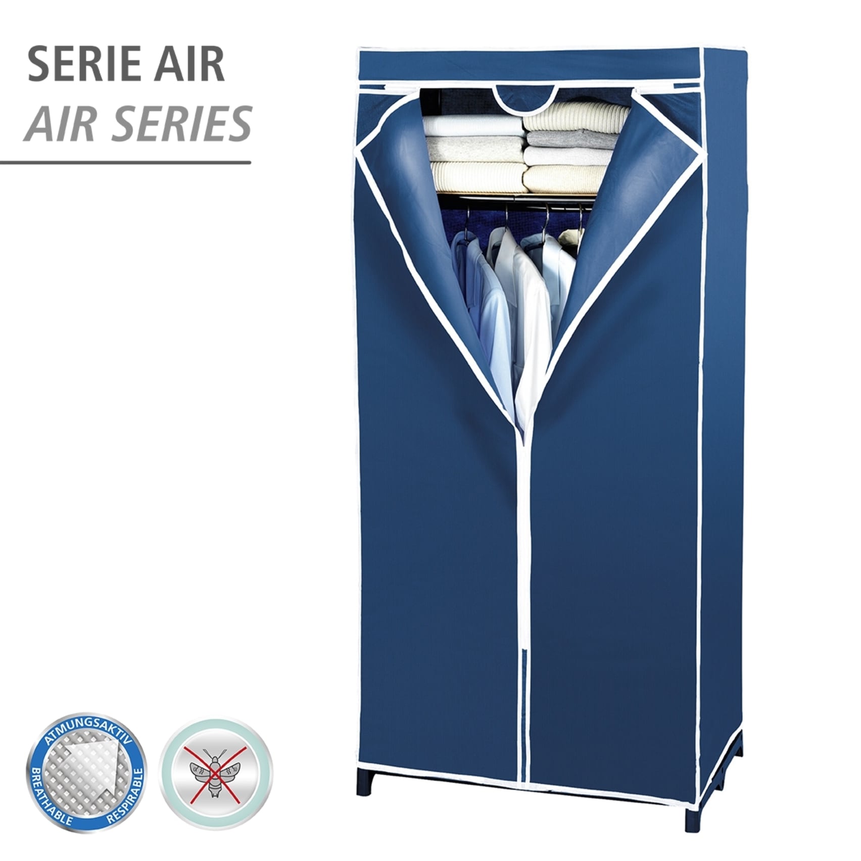 WENKO Stoffschrank »Modell Air«, Stoffschrank mit Kleiderstange, Ablage & Reissverschluss, Vlies