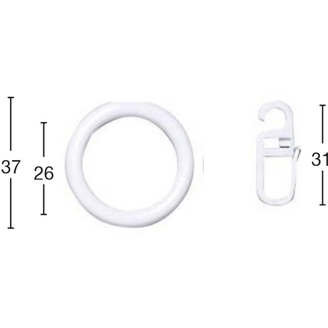 GARESA Gardinenring »Kunststoffring mit Haken«, (Set, 10 St., mit  Faltenlegehaken), für Durchmesser 28mm, einfache Montage online shoppen |  Jelmoli-Versand