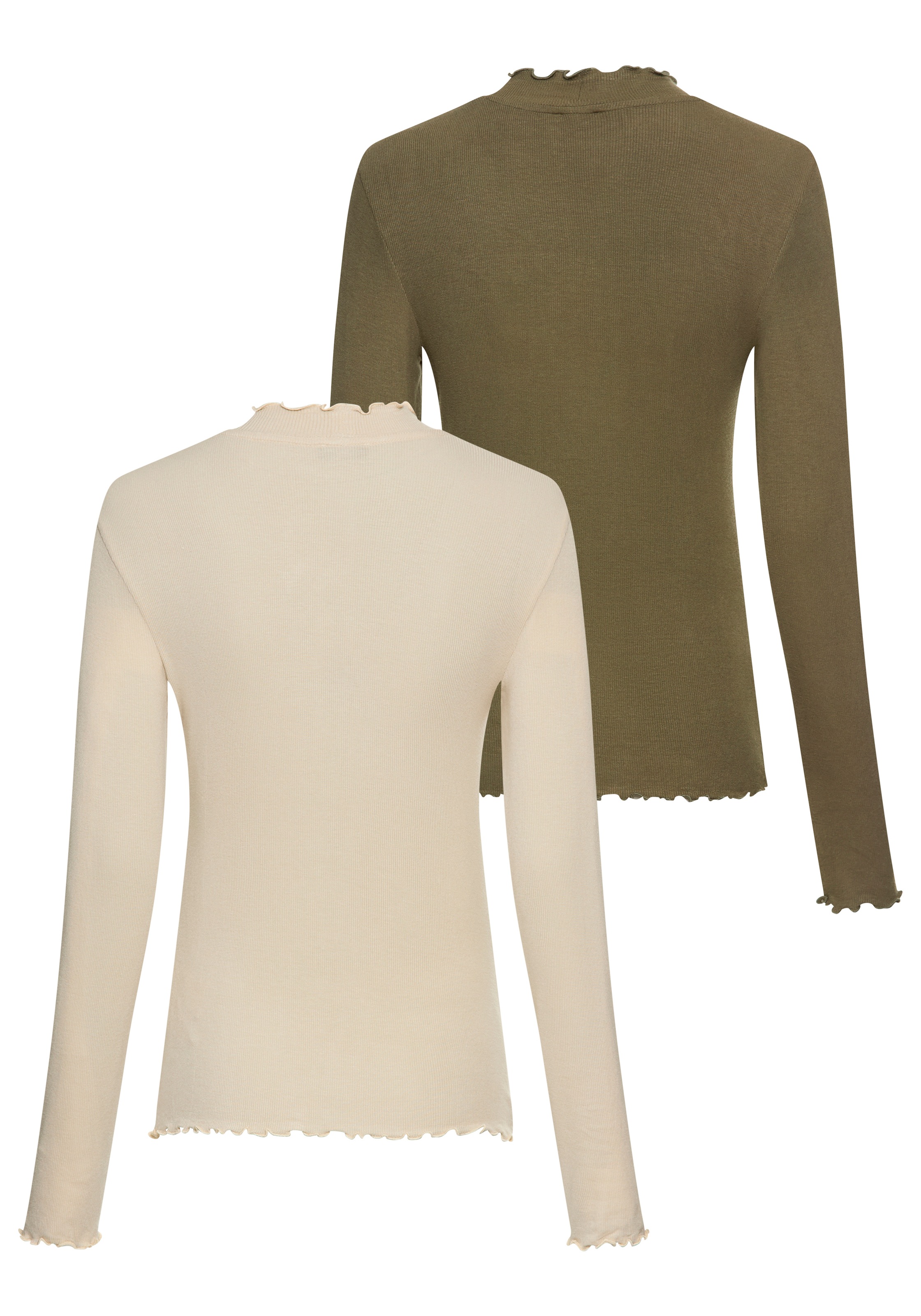 Laura Scott Longsleeve, (Packung, 2 tlg.), gerippt mit Rüschen - NEUE KOLLEKTION