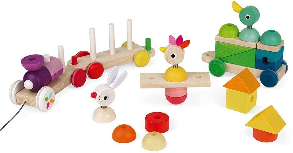 Janod Spielzeug-Eisenbahn »Zigolos Nachziehzug Hase, Huhn und Ente gross«, FSC®- schützt Wald - weltweit