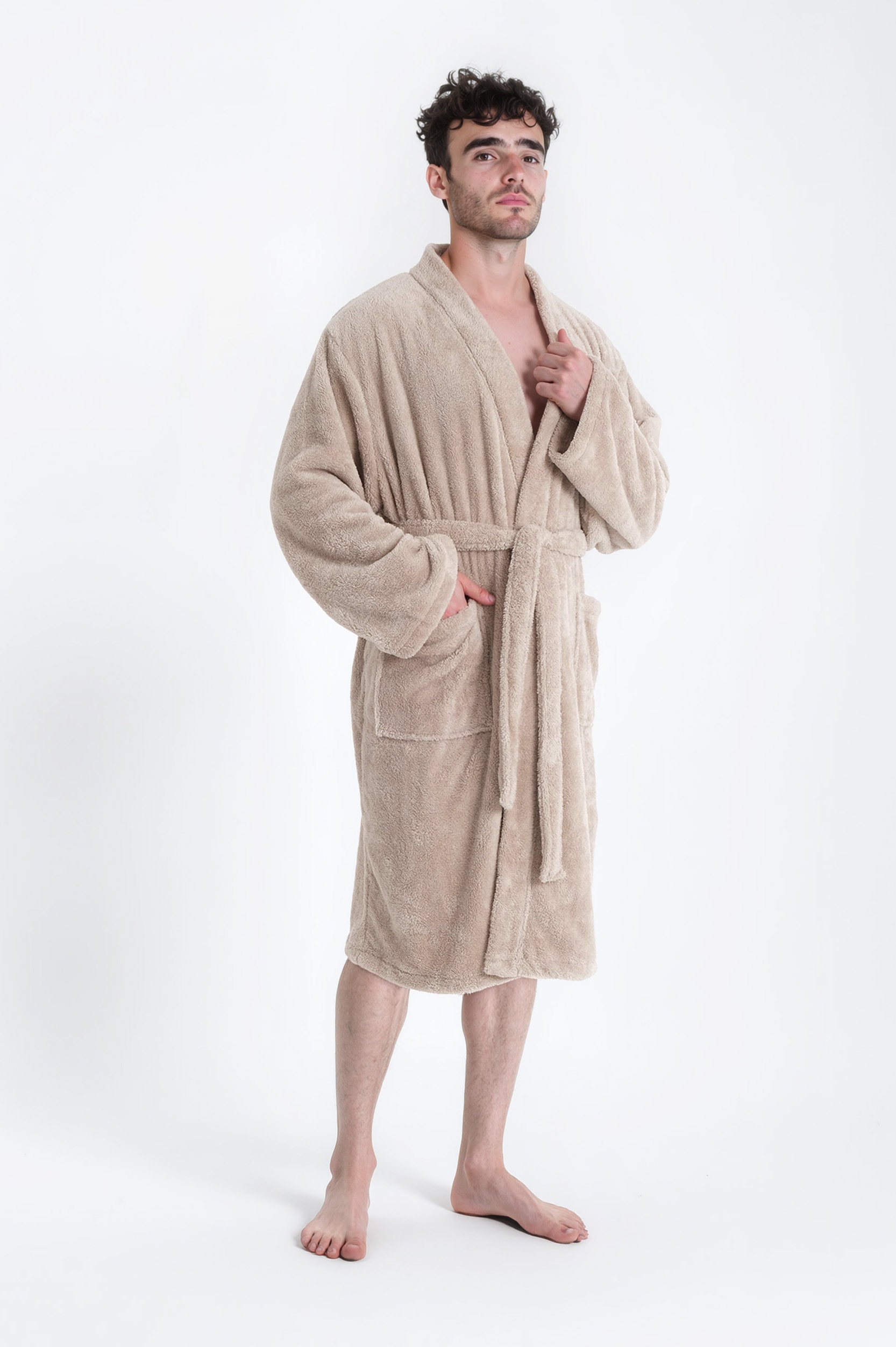 my home Unisex-Bademantel »Lillou Kimono, ideal für Sauna & Spa, Hotelbademantel, Morgenmantel«, (1 St.), kuschelig weicher Fleece, plüsch, für Damen und Herren, XS-3XL