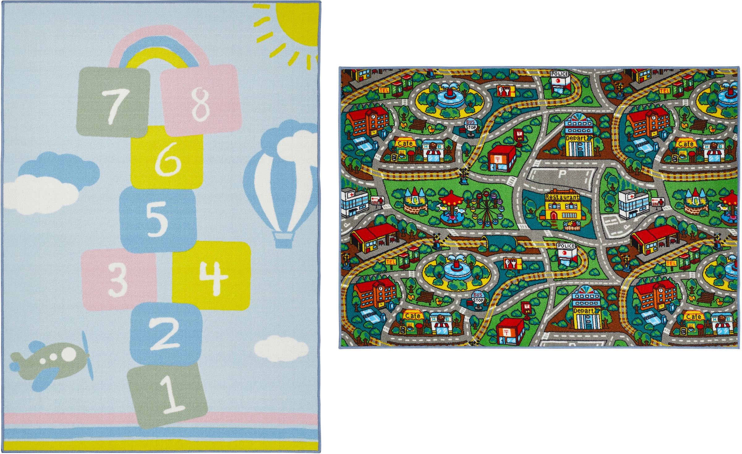 Andiamo Kinderteppich »Duo«, rechteckig, 10 mm Höhe, Spielteppich, Strassenteppich, beidseitig verwendbar, Hüpfkästchen