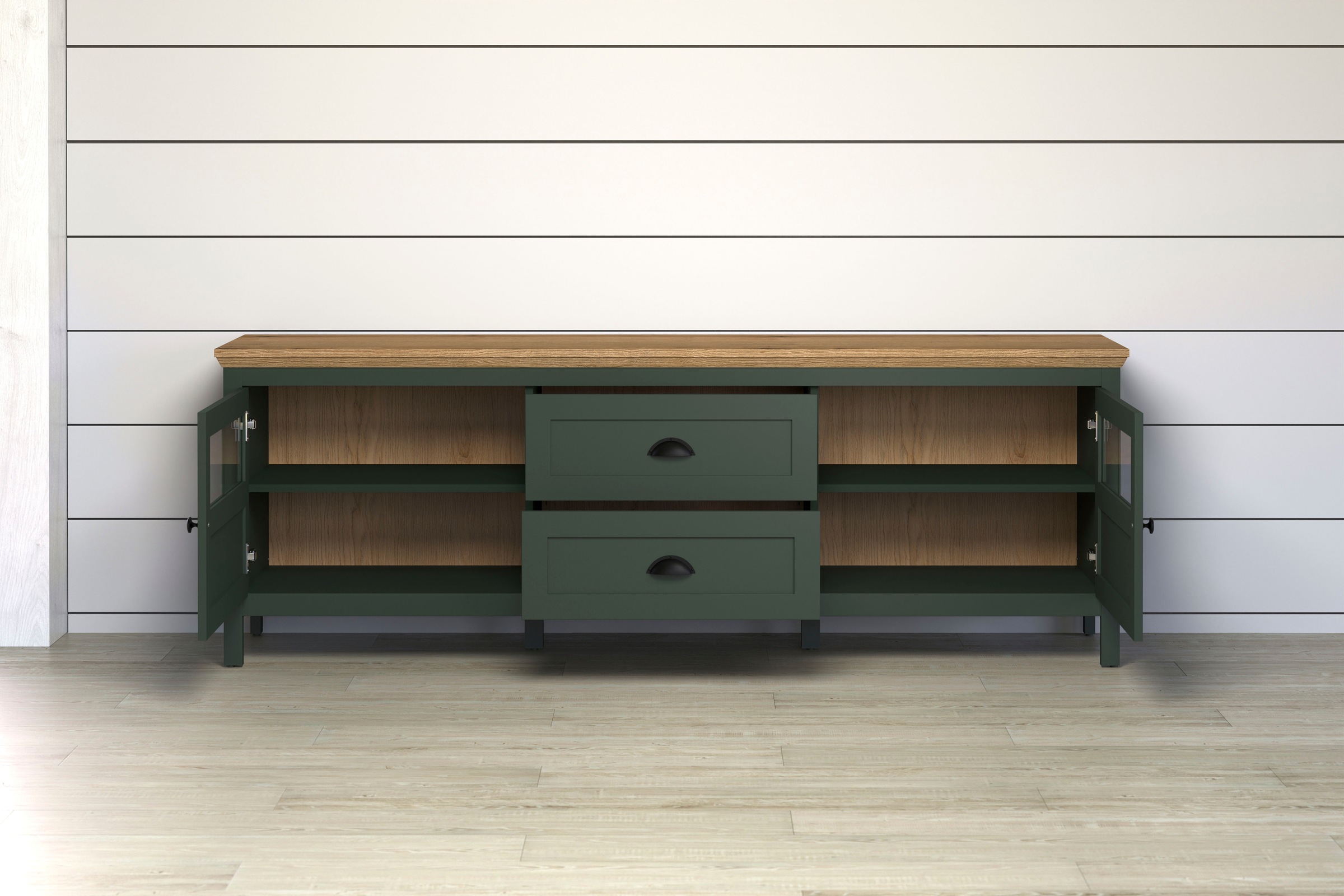 Home affaire TV-Board »Vienna«, (1 St.), Lowboard mit Beleuchtung und Vollauszug-Schublade - B/T/H 184/45/64 cm