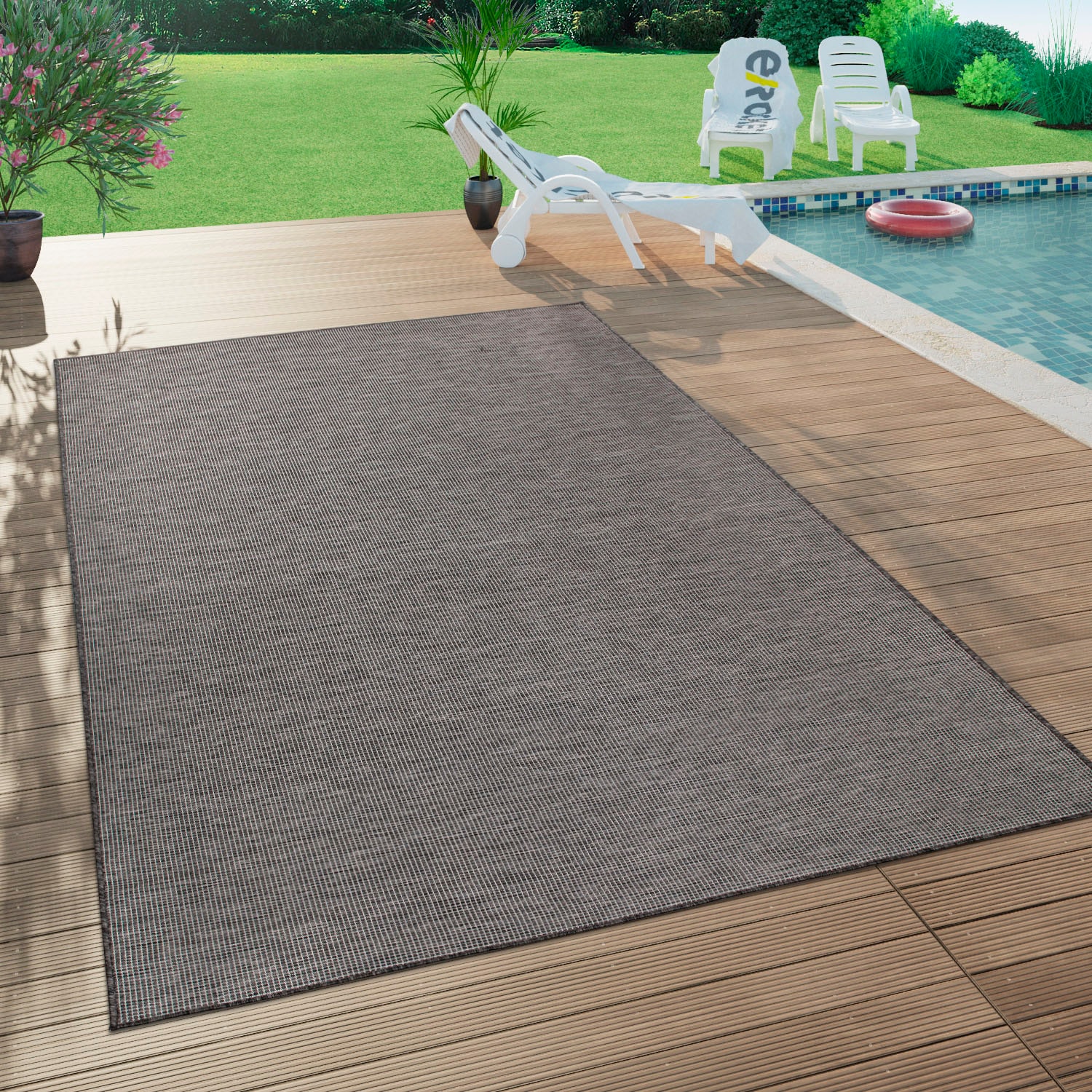 Paco Home Teppich »Sonset«, rechteckig, 4 mm Höhe, Flachgewebe, meliert, In- und Outdoor geeignet, Wohnzimmer