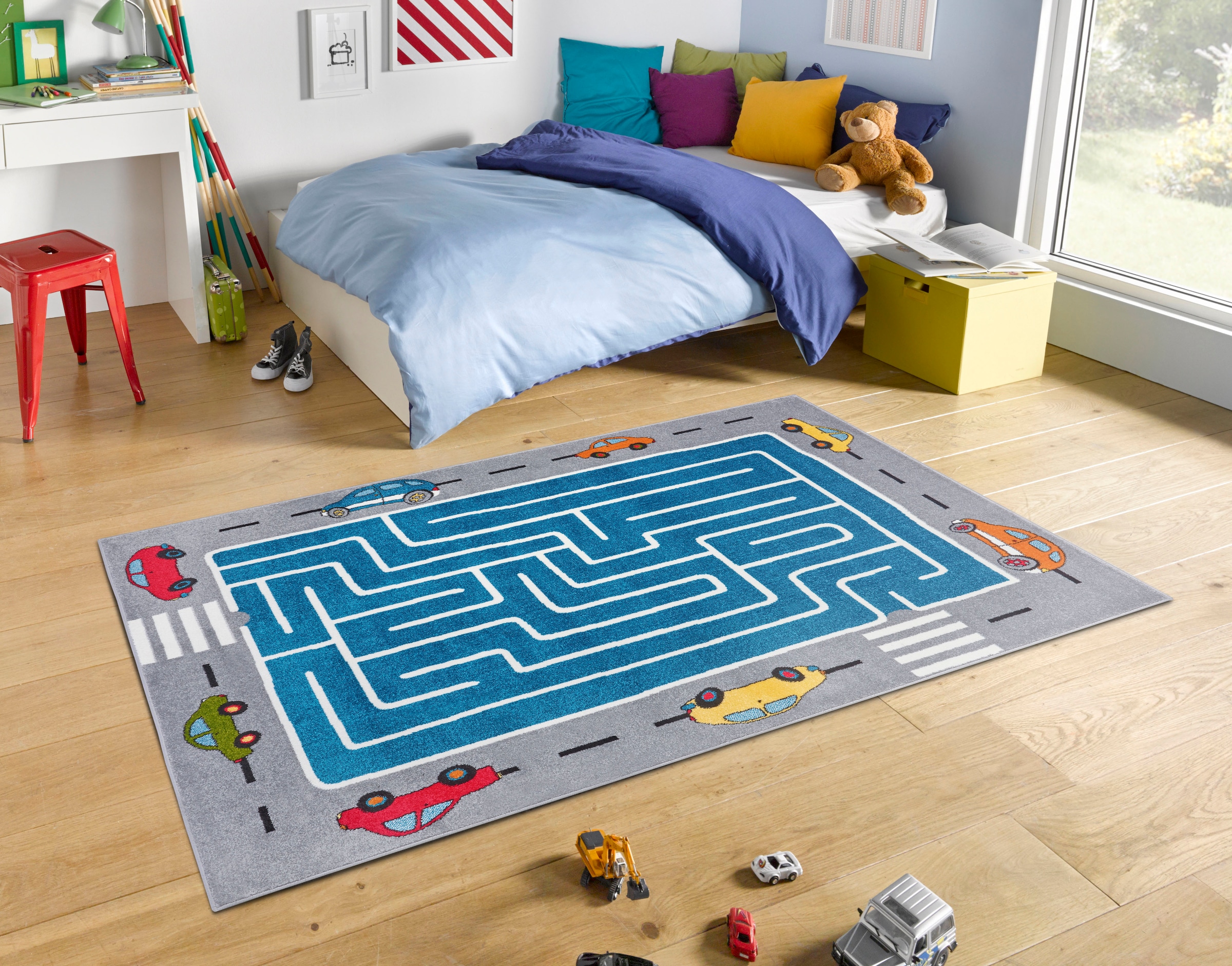 HANSE Home Teppich »Labyrinth Race«, rechteckig, Farbenfrohes Design,  Spielunterlage, Auto, Strasse, strapazierfähig online shoppen