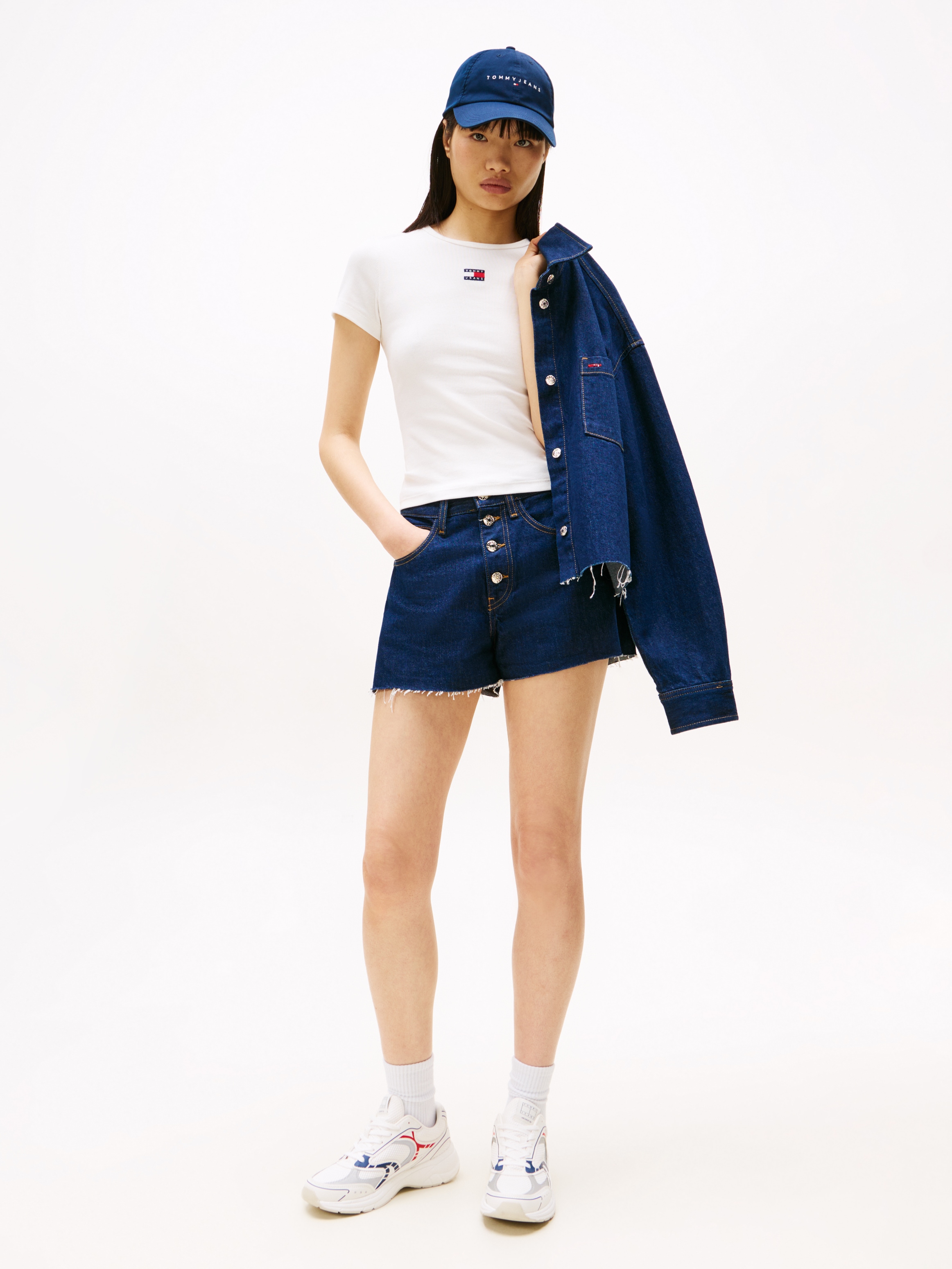 Tommy Jeans T-Shirt »TJW SLIM BADGE RIB TEE«, in Rippoptik