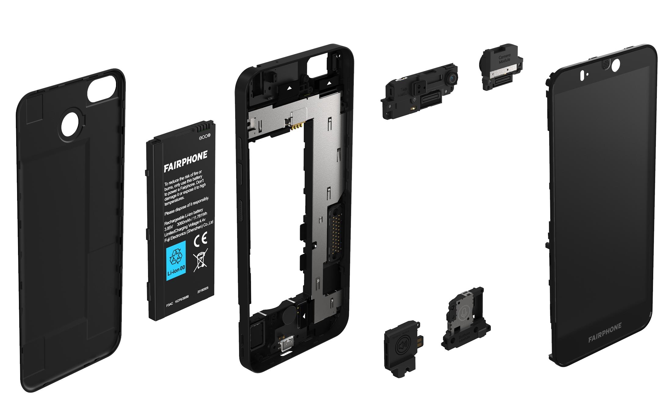 Fairphone Smartphone »Fairphone 3+«, schwarz, 14,12 cm/5,56 Zoll, 64 GB Speicherplatz, 48 MP Kamera