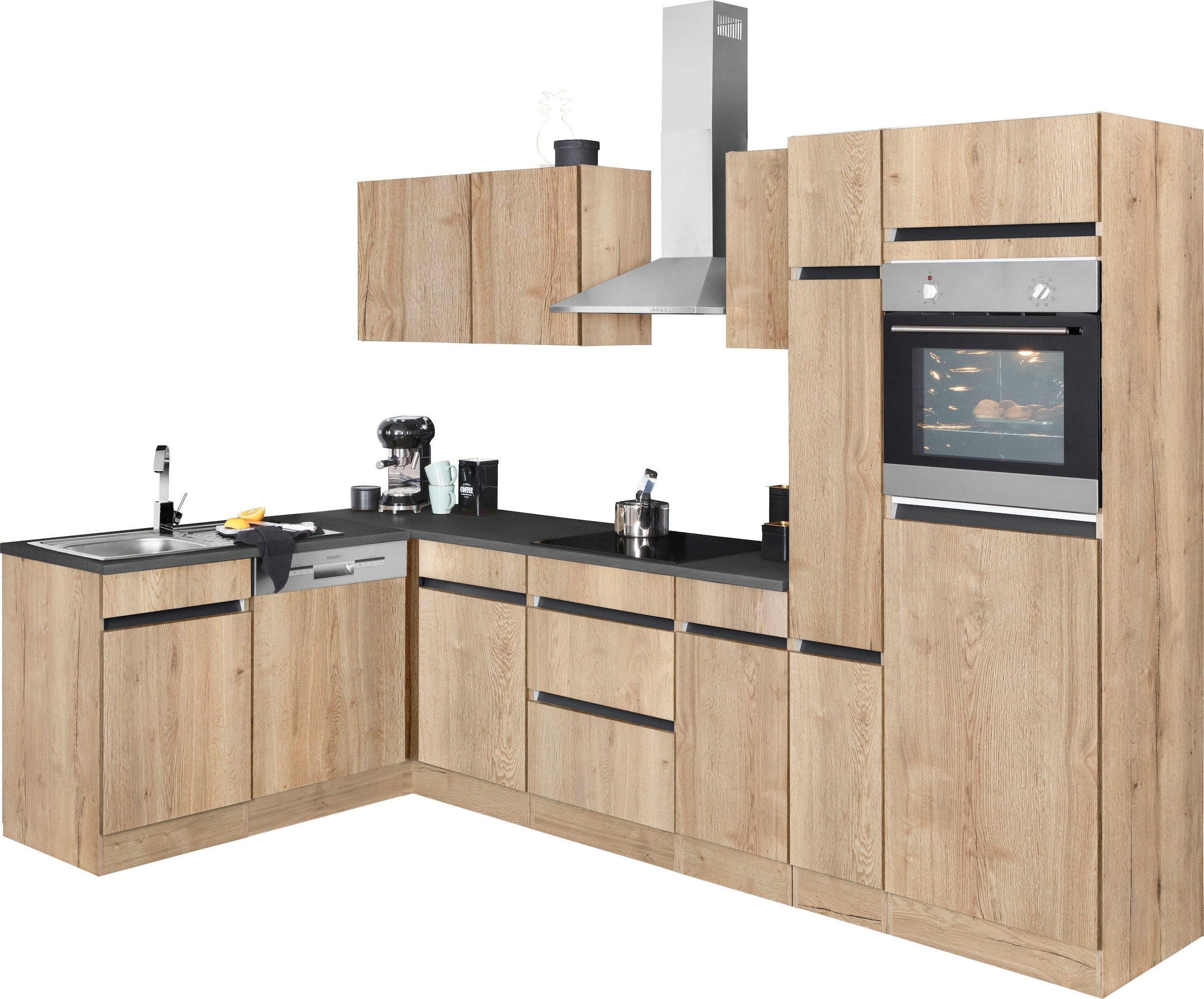 OPTIFIT Winkelküche »Roth«, Stellmasse 300x175 cm, wahlweise mit E-Geräten, mit Apothekerschrank