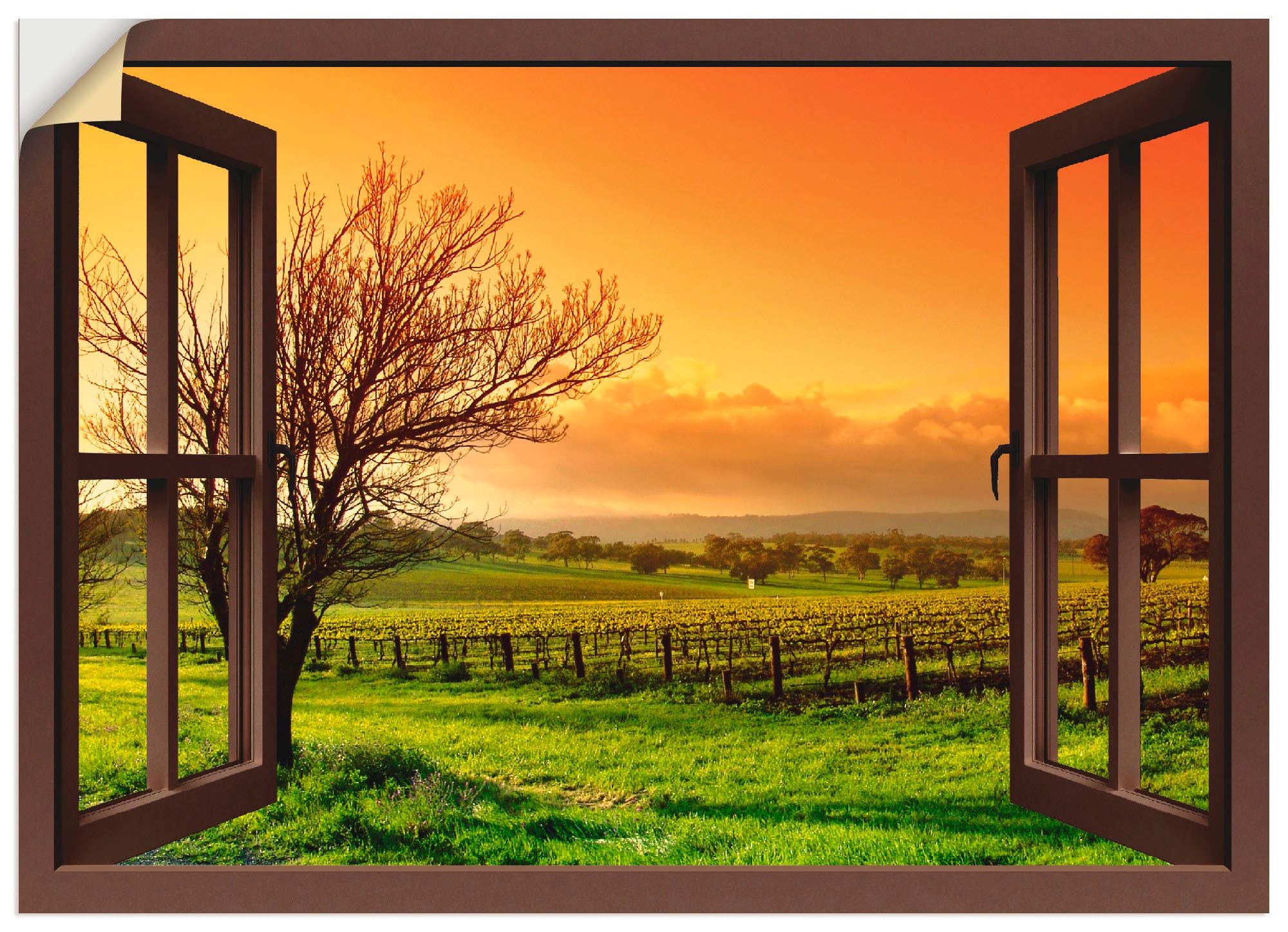 shoppen Landschaft - (1 | Jelmoli-Versand »Fensterblick als Fensterblick, Wandbild online St.), Artland mit Grössen Leinwandbild, in Weinbergen«, Wandaufkleber verschied.