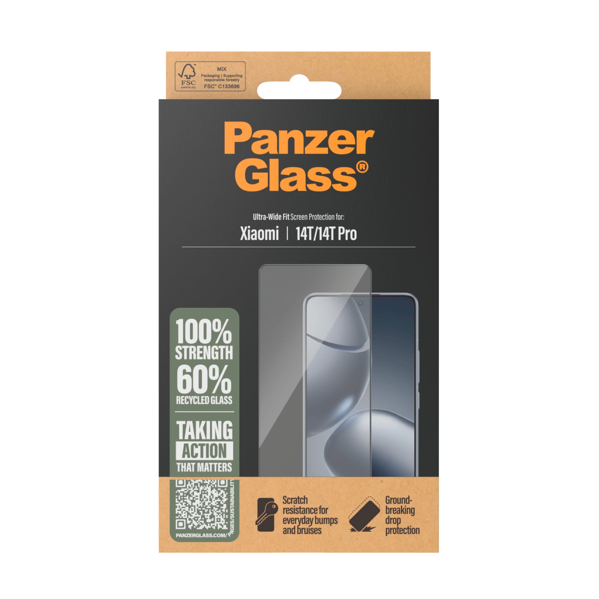 CARE by PanzerGlass Displayschutzglas »Ultra-Wide Fit Screen Protector«, für Xiaomi 14T-Xiaomi 14T Pro, Displayschutzfolie, Schutzfolie, Bildschirmschutz, kratz- & stossfest