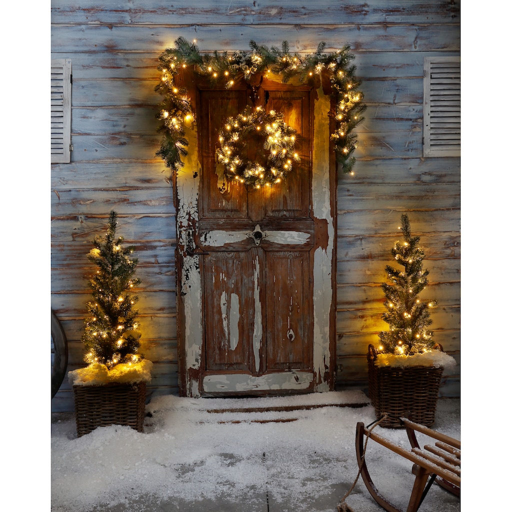 my home LED Baum »Bennet«, 4-teiliges Weihnachts-Set, mit Girlande und Dekokranz