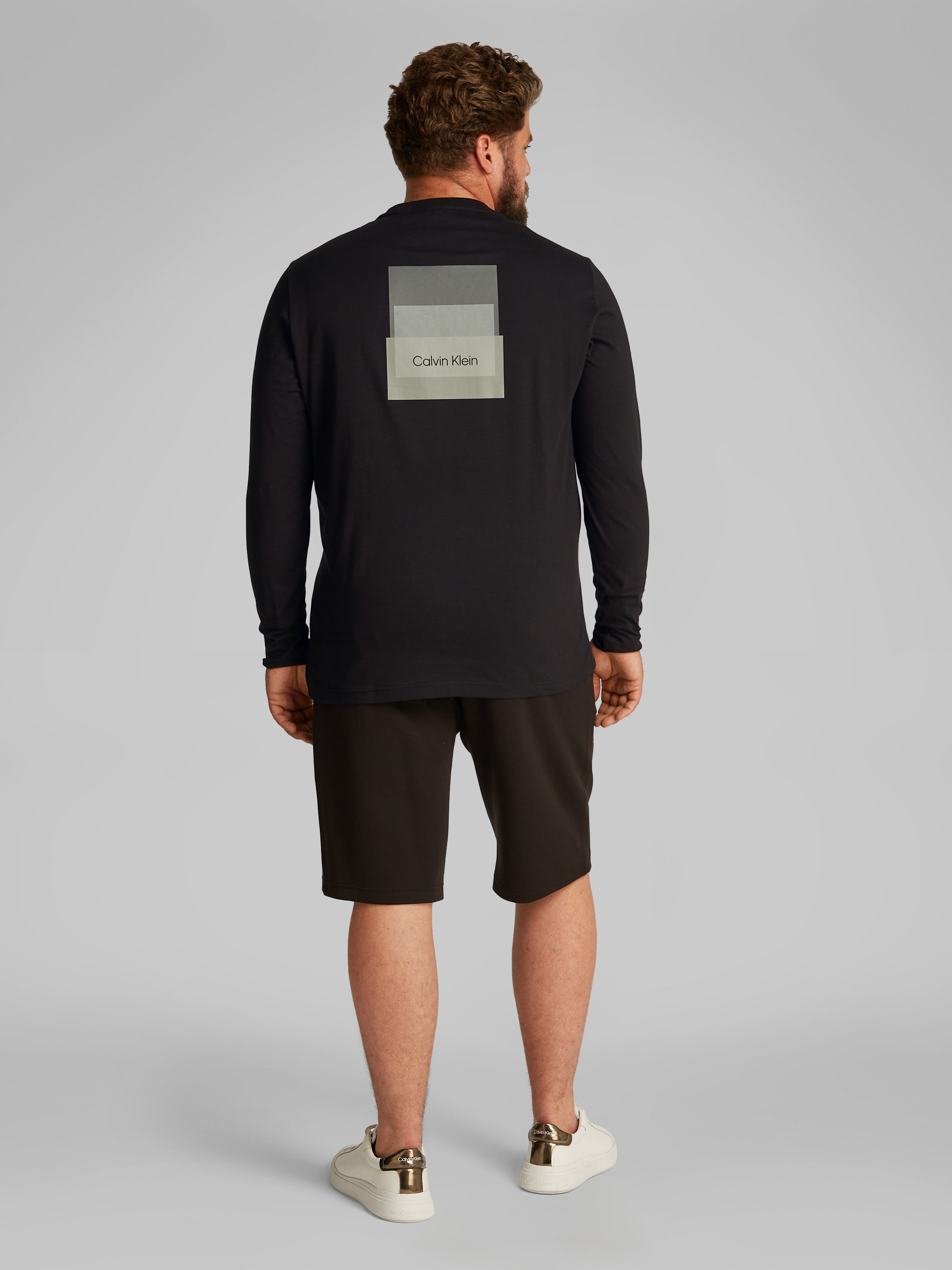 Calvin Klein Big&Tall Rundhalsshirt »BT_STACK COLOR BLOCK LS T-SHIRT«, in Grossen Grössen mit Logoprint