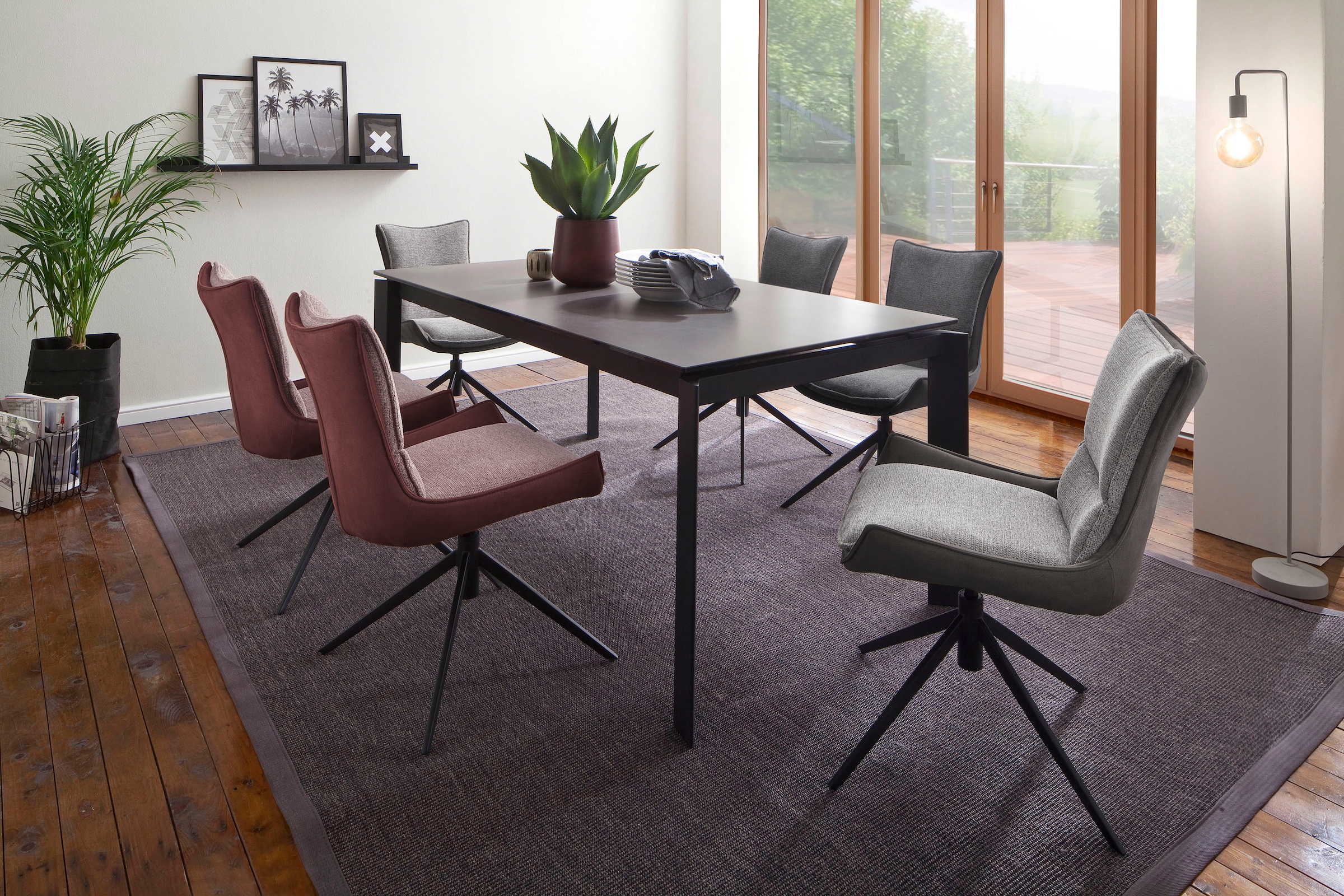 MCA furniture 4-Fussstuhl »Kitami«, (Set), 2 St., Esszimmerstuhl drehbar 360° mit Nivellierung, Stoffbezug, bis 120 kg