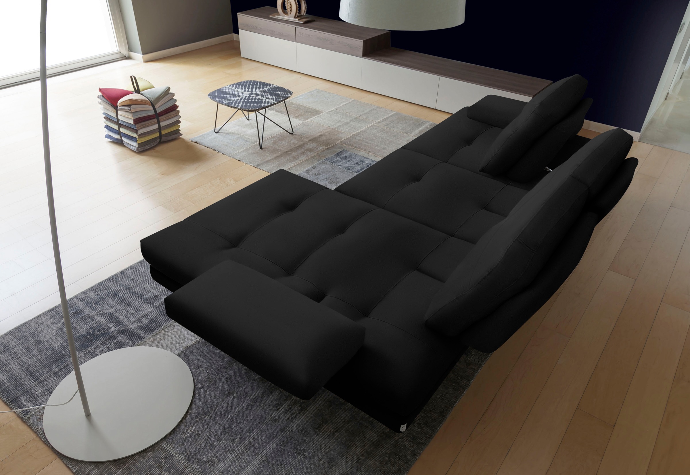 CALIA ITALIA Ecksofa »Toby Wing, Komfortsofa der Extraklasse, bequem, L-Form«, inklusive Sitztiefenverstellung, Füsse in chrom glänzend