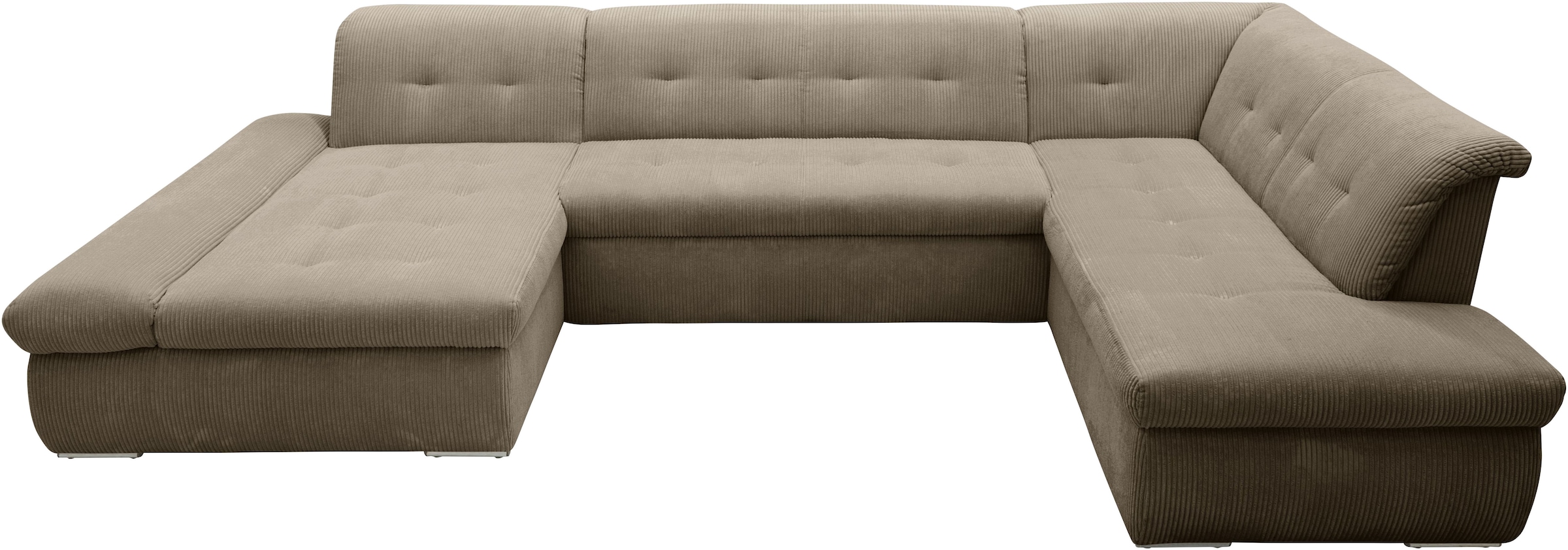 DOMO collection Wohnlandschaft »Moric U-Form auch in Cord«, im XXL-Format, wahlweise mit Bettfunktion und Armlehnenverstellung