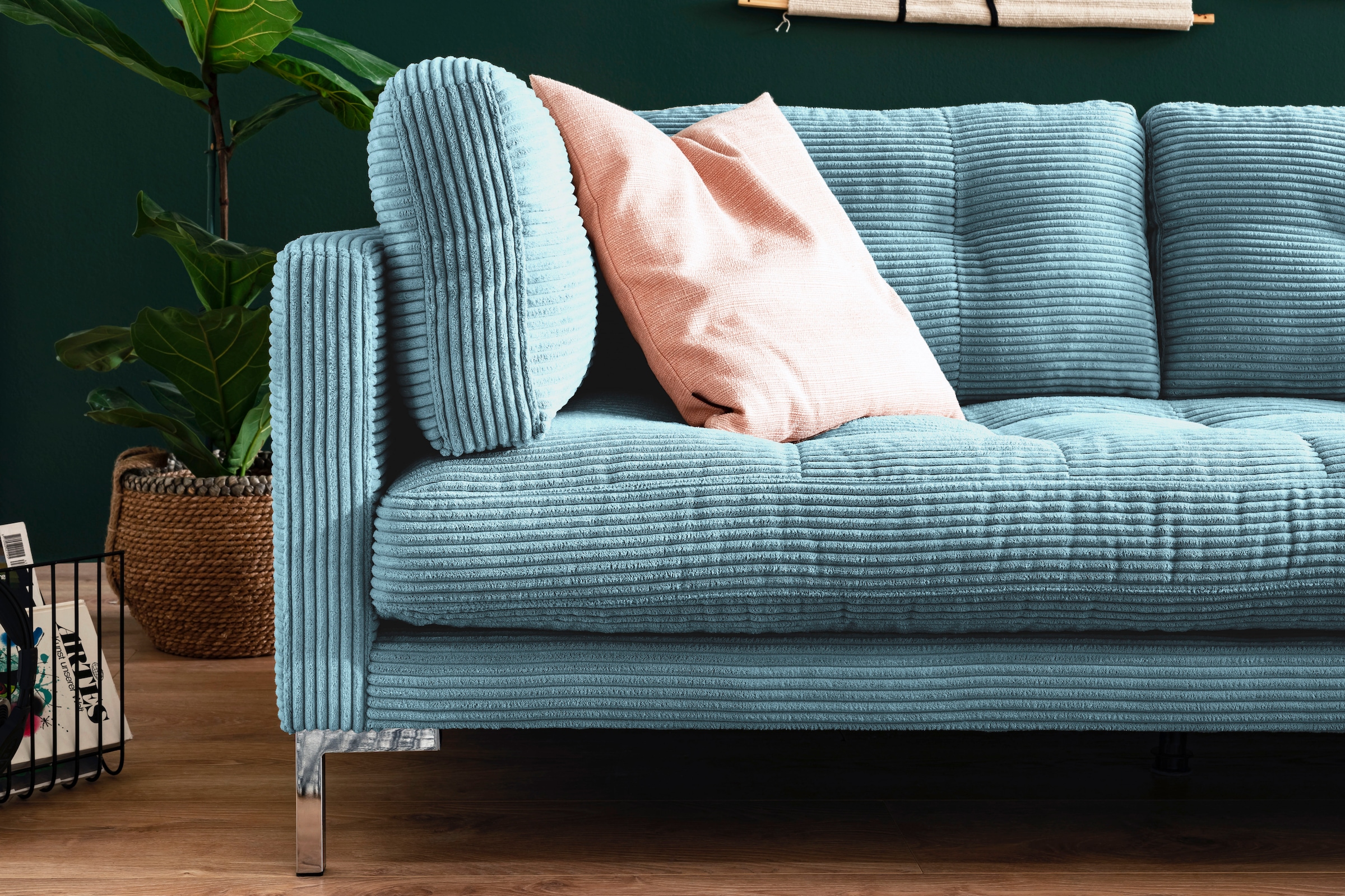 Trends by HG Ecksofa »Landau L-Form«, in Cord-Stoff mit Metallfuss