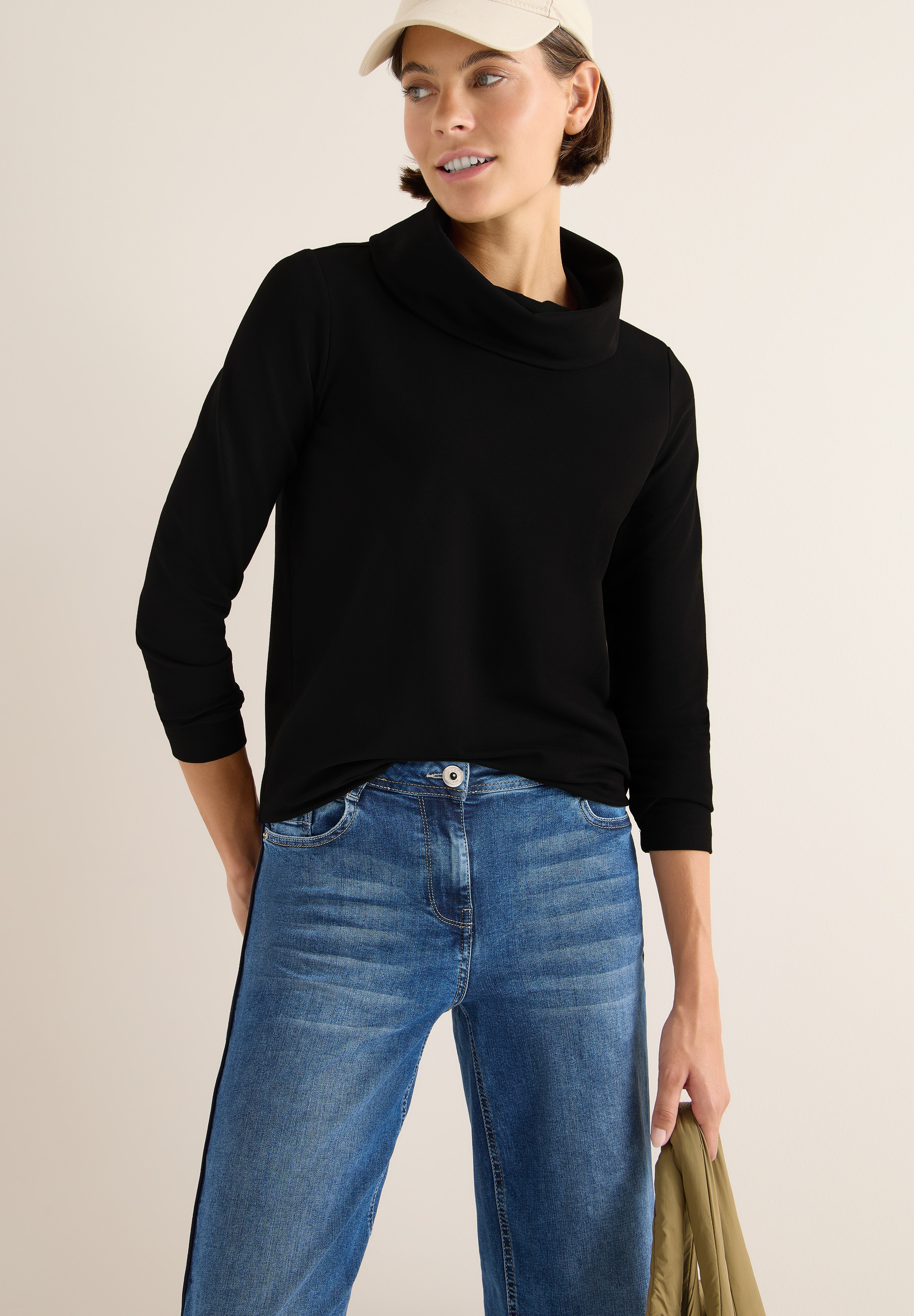 Cecil 3/4-Arm-Shirt mit grossem Kragen