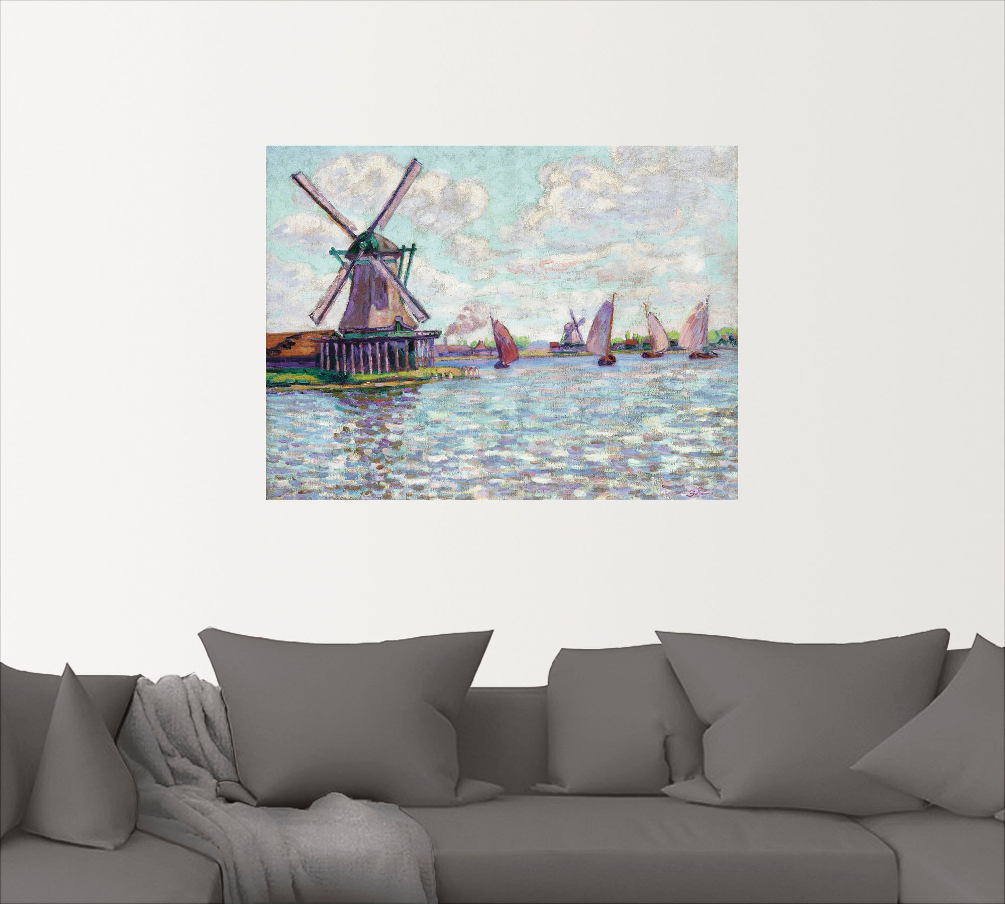 Artland Wandbild »Windmühlen in Holland. Um 1904«, Gebäude, (1 St.), als Leinwandbild, Wandaufkleber oder Poster in versch. Grössen