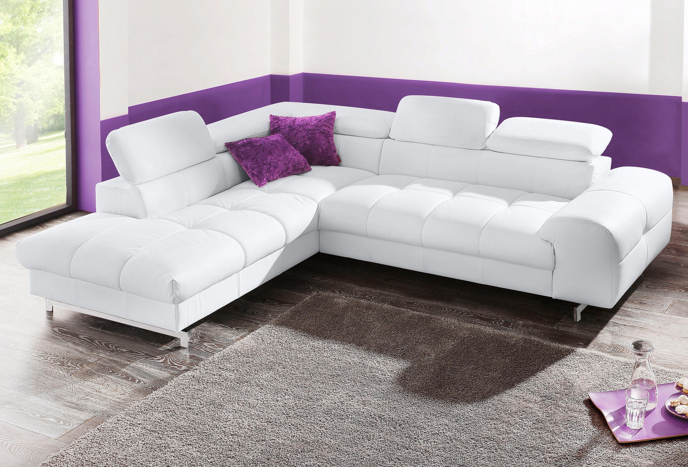 COTTA Ecksofa »Chef L-Form«, mit Kopfteilverstellung, edle Metallkufen, wahlweise mit Bettfunktion