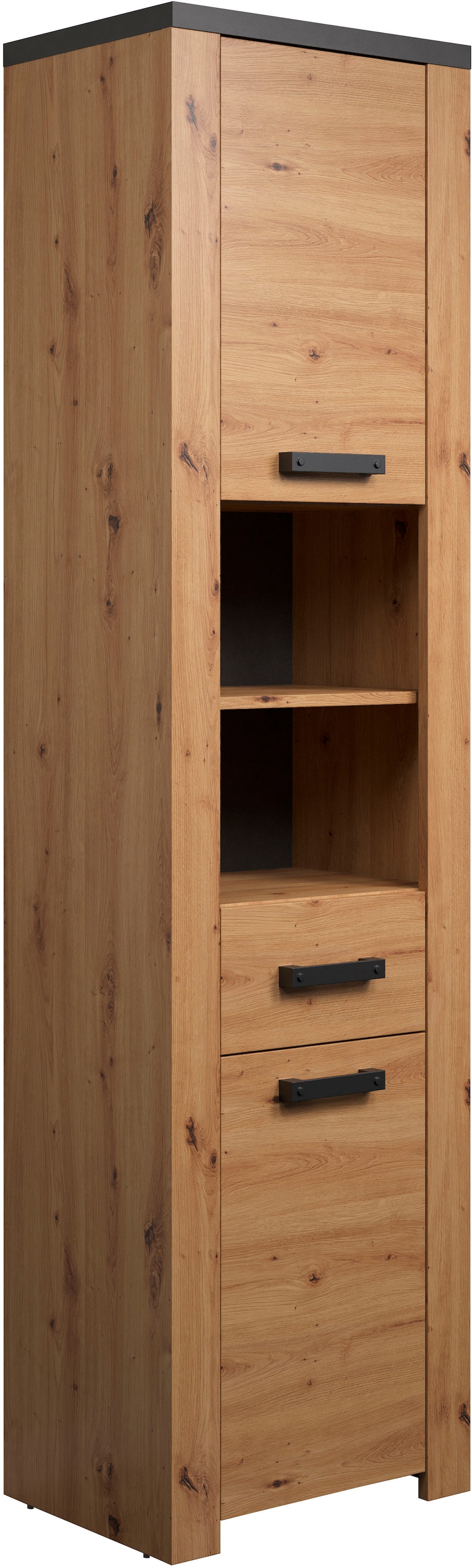 Home affaire Hochschrank »Ambres«, (1 St.), Badschrank in matter Echtholzoptik - Masse (B/T/H) 53/35/196 cm