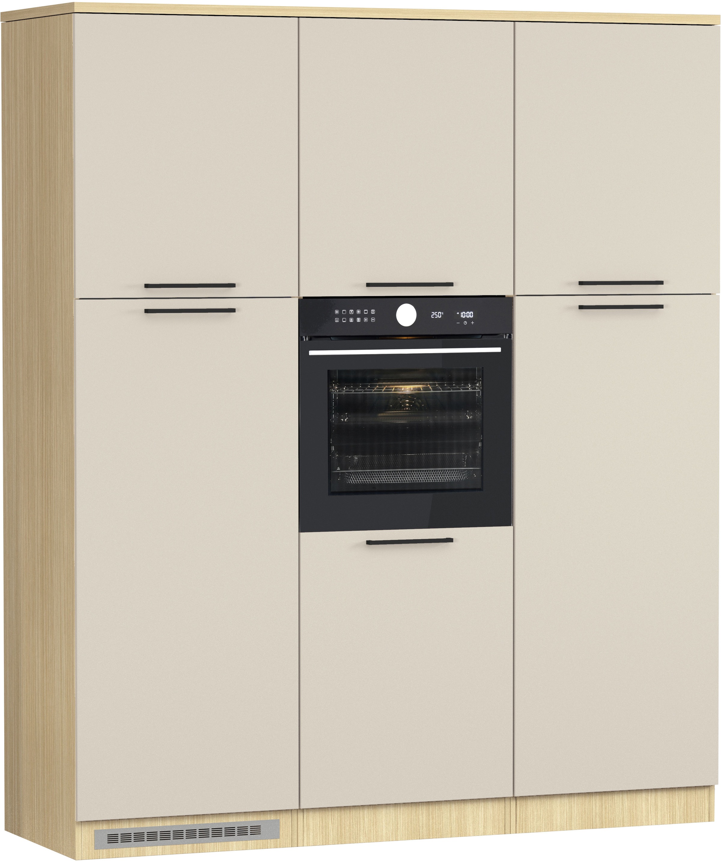 KOCHSTATION Küchenzeile "Luna, Küchenblock, Kücheninsel, Hängeschrank, Made in Italy" 3er-Set, Metallgriffe, Soft-Close-Funktion, inklusive Spüle