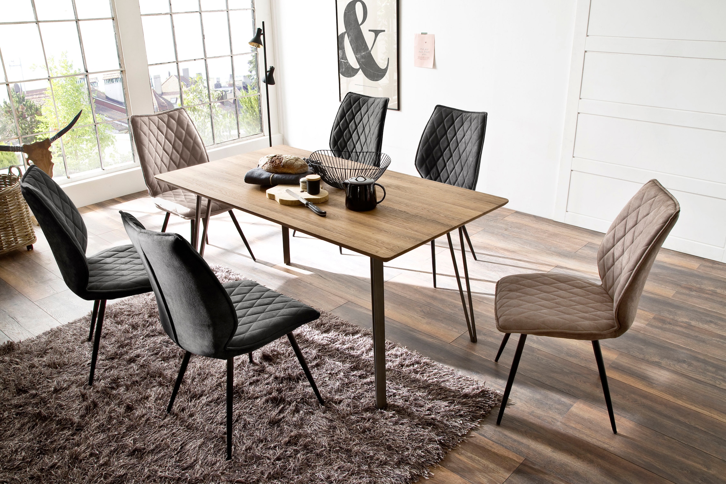 MCA furniture 4-Fussstuhl »Navarra«, 2 St., 2-er Set mit Stoffbezug, belastbar bis 120 kg, Komfortsitzhöhe 48 cm
