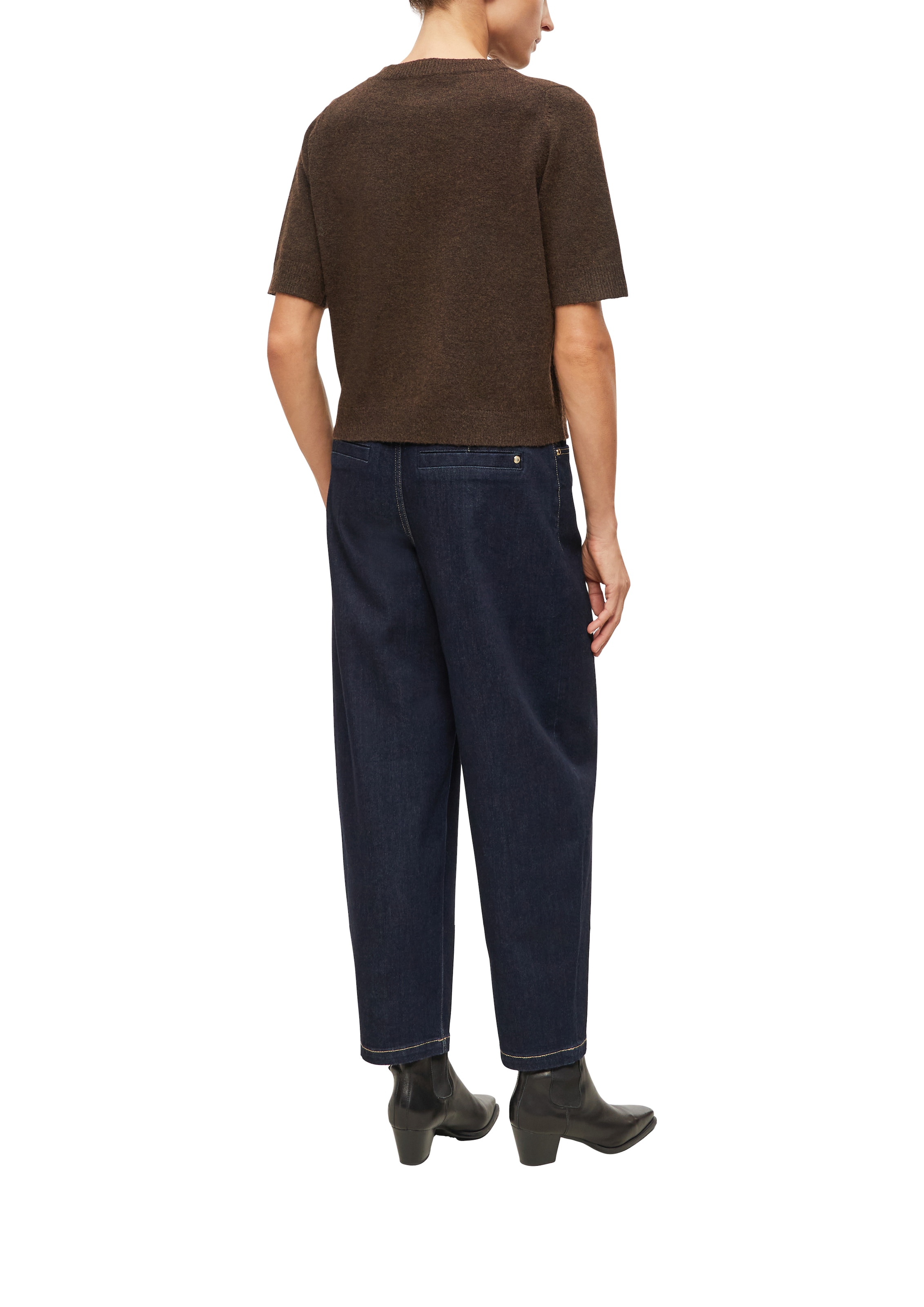 s.Oliver BLACK LABEL Strickpullover melierte Optik, Materialmix mit Wolle, Rundhalsausschnitt