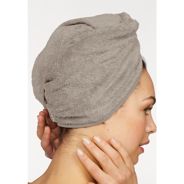 my home Turban-Handtuch »Juna«, (2 St.), mit Knopfverschluss am Hinterkopf ( 2 Stück), einfarbiges Haar-Handtuch online bestellen | Jelmoli-Versand