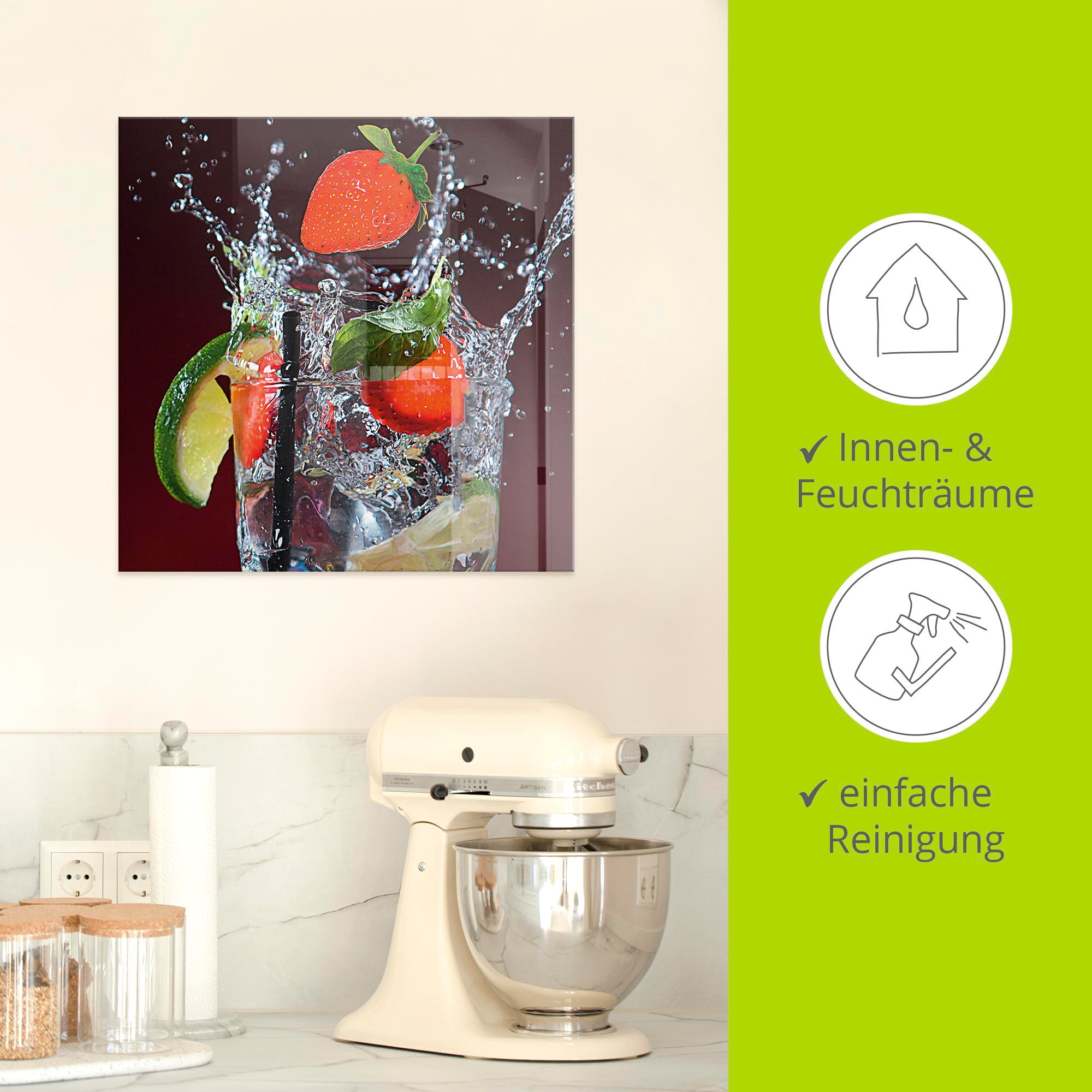 Artland Glasbild »Frischer Fruchtcocktail I«, Getränke, (1 St.), in verschiedenen Grössen