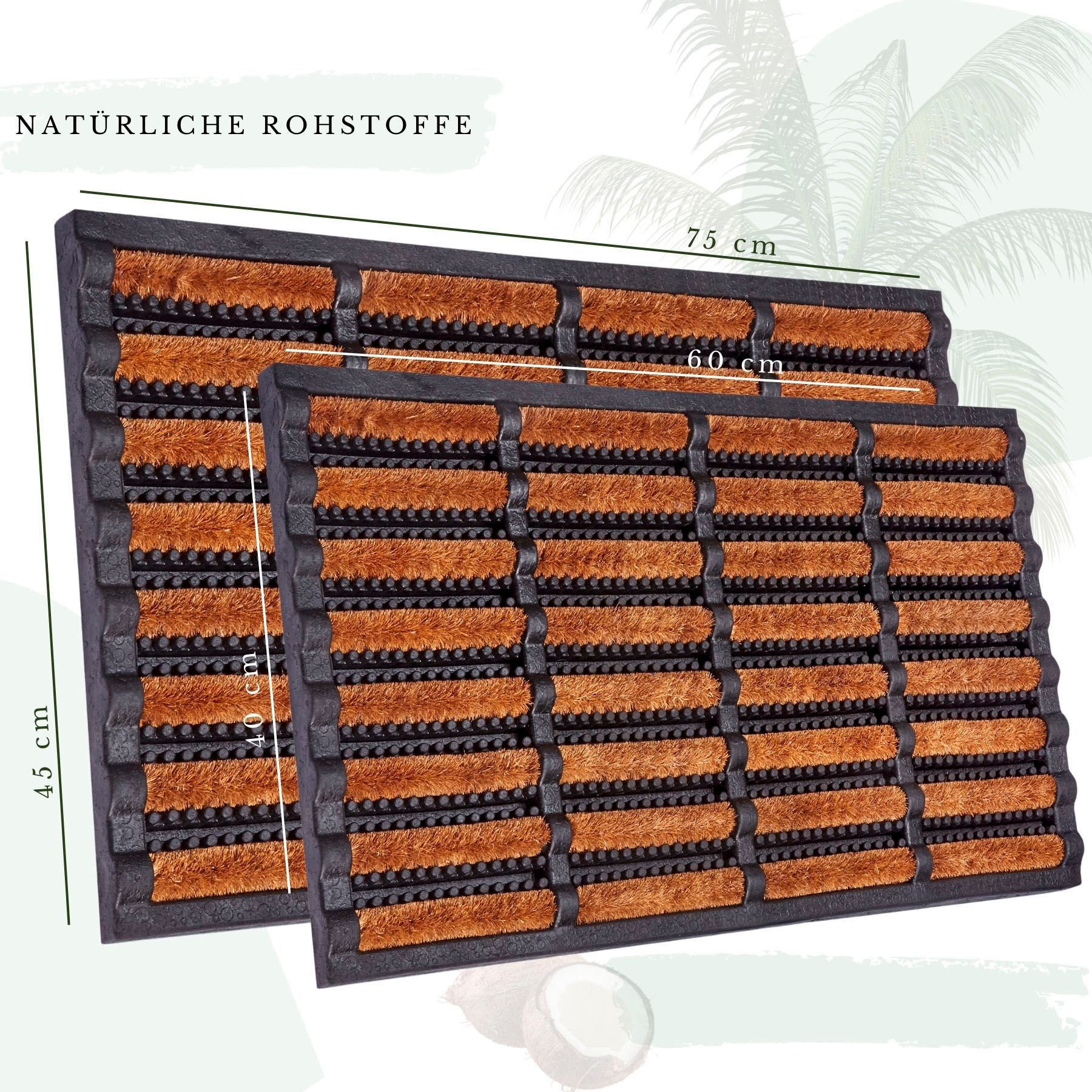 HANSE Home Fussmatte »Schmutzfangmatte Brushes Mat, Türmatte«, rechteckig, 25 mm Höhe, Kokos, Gummi, Schmutzfangmatte, Outdoor, Rutschfest, Innen, Kokosmatte