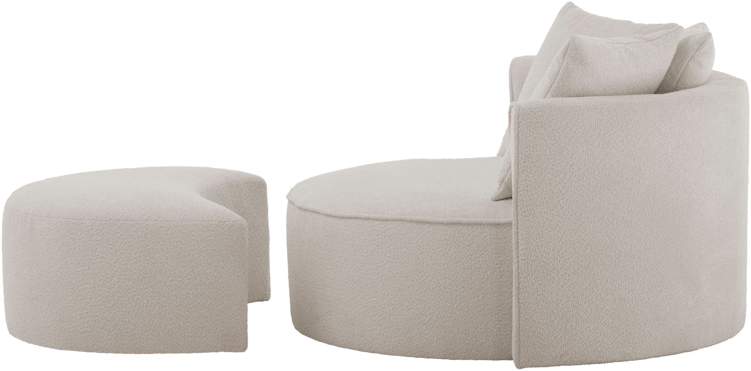LeGer Home by Lena Gercke XXL-Sessel »ISALIE, Rundsessel mit Hocker, Lesesessel, Loveseat, Big-Sessel«, (Set), trendige Stoffe, 3 Zierkissen, grosse Sitzfläche, Cord, Samt, Bouclé