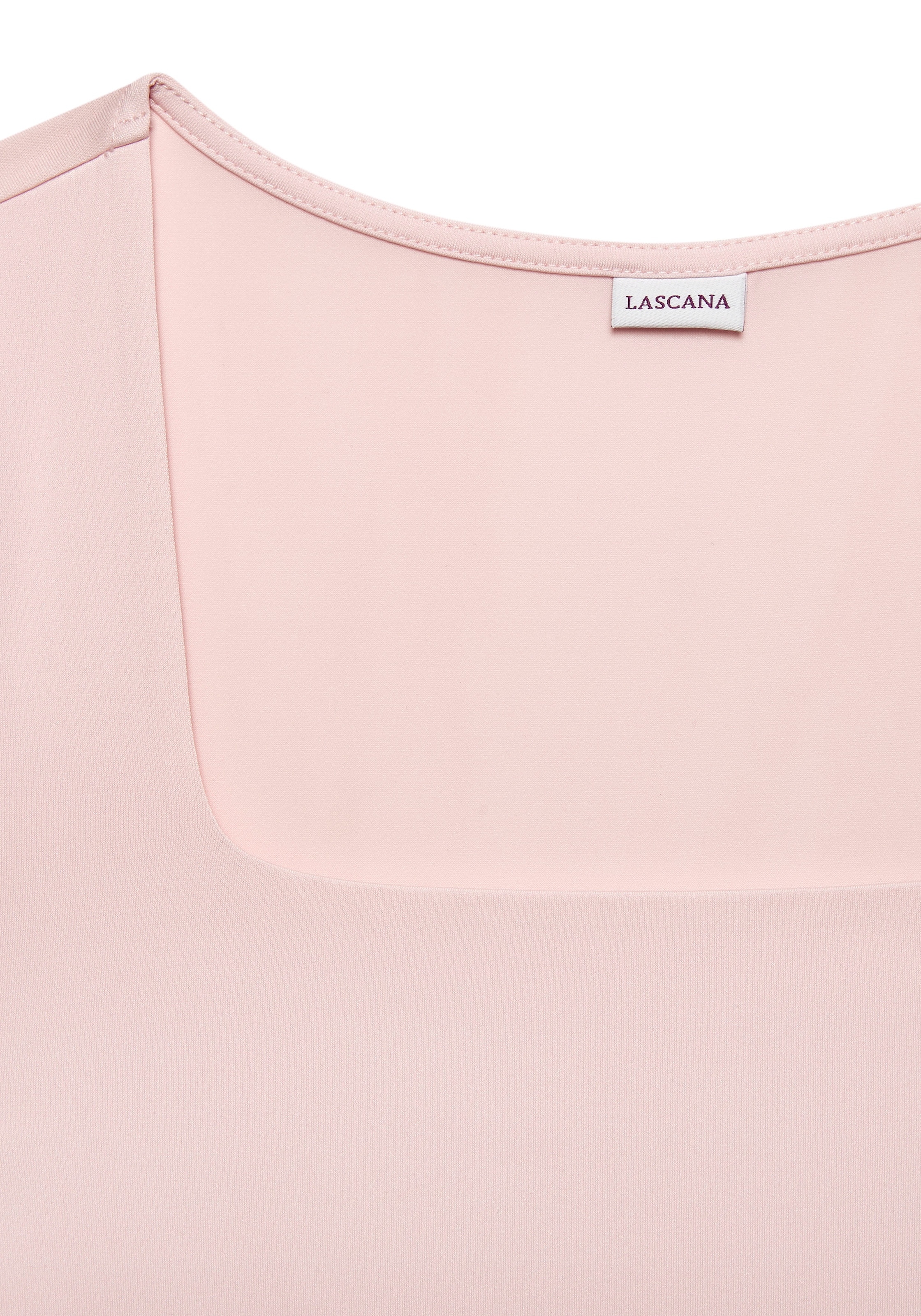 LASCANA T-Shirt, aus bügelfreiem Material, elegantes Kurzarmshirt, doppellagig