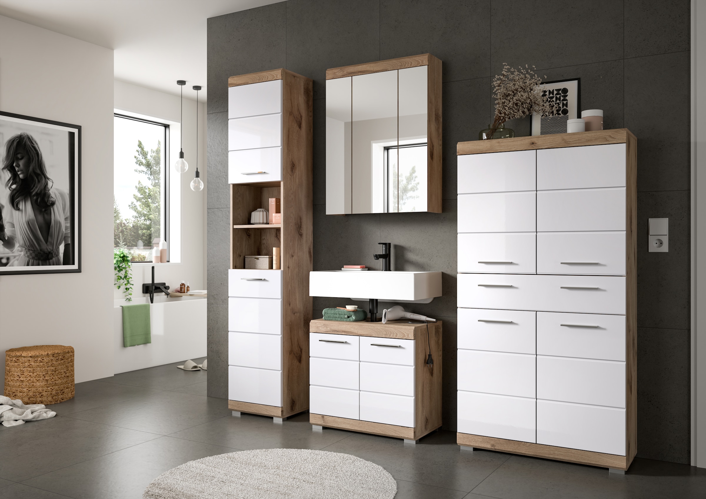 INOSIGN Waschbeckenunterschrank »SIENA, Breite 60cm, 2 Tür, 2 Fächer, mit Siphonausschnitt, MDF-Front«, (1 St., TOPSELLER!), in verschiedenen Farben erhältlich, Badmöbel, Badschrank, Kommode, Bad