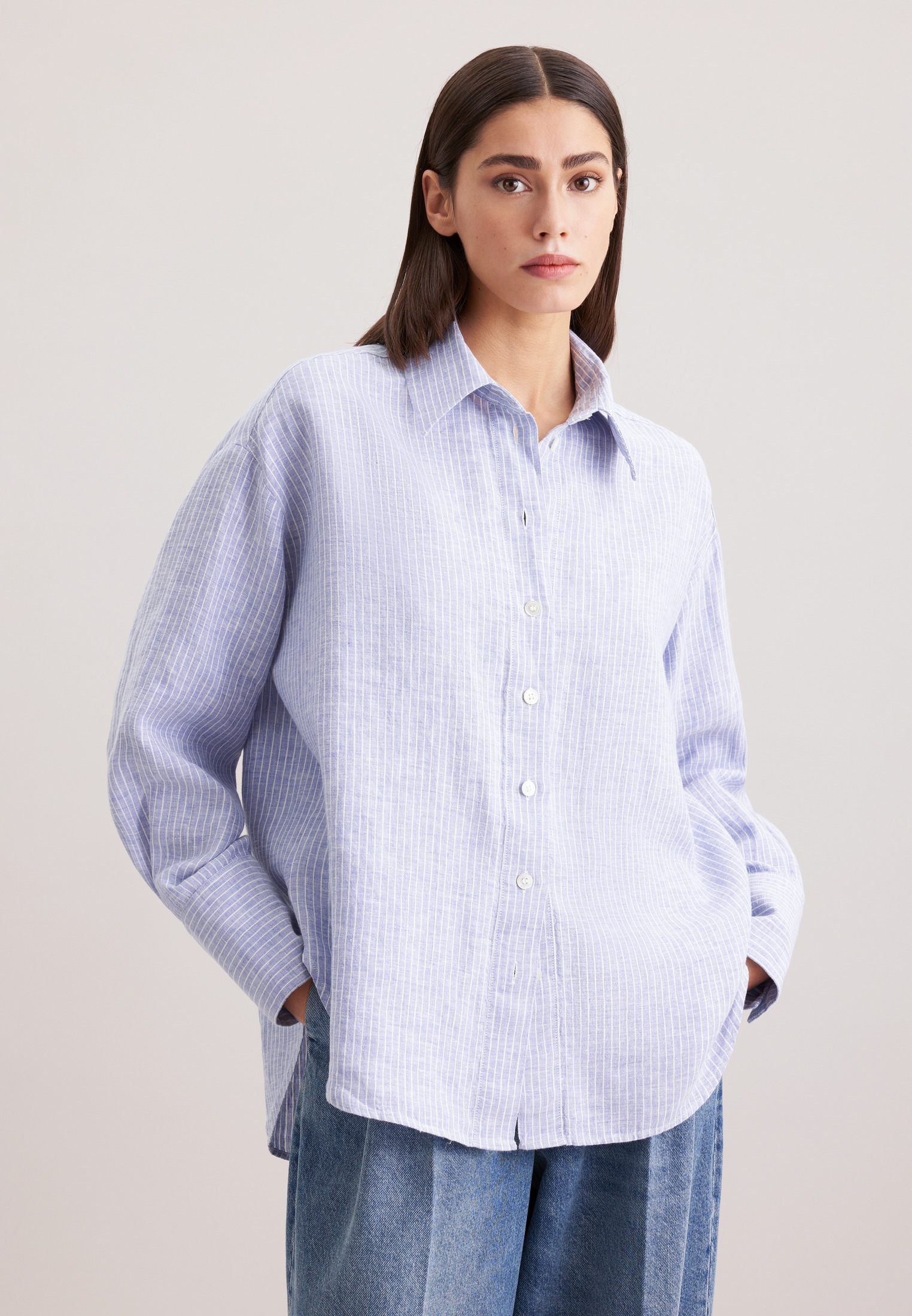 seidensticker Longbluse »Schwarze Rose« 1/1 Kragen Streifen