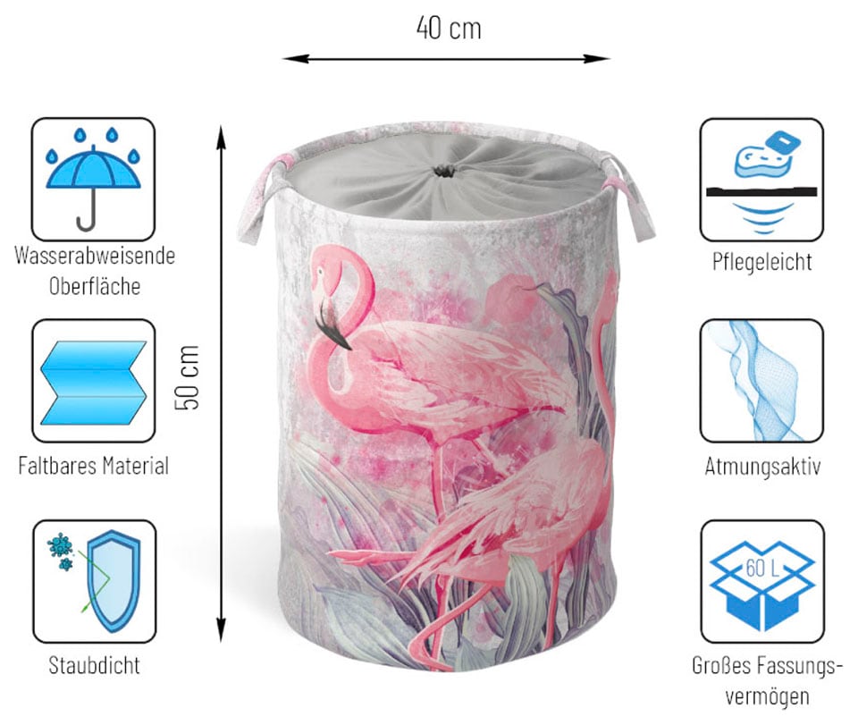 Jelmoli-Versand | Wäschekorb Sanilo kaufen »Flamingo«, online mit Oberfläche, samtweiche kräftige Farben, Deckel