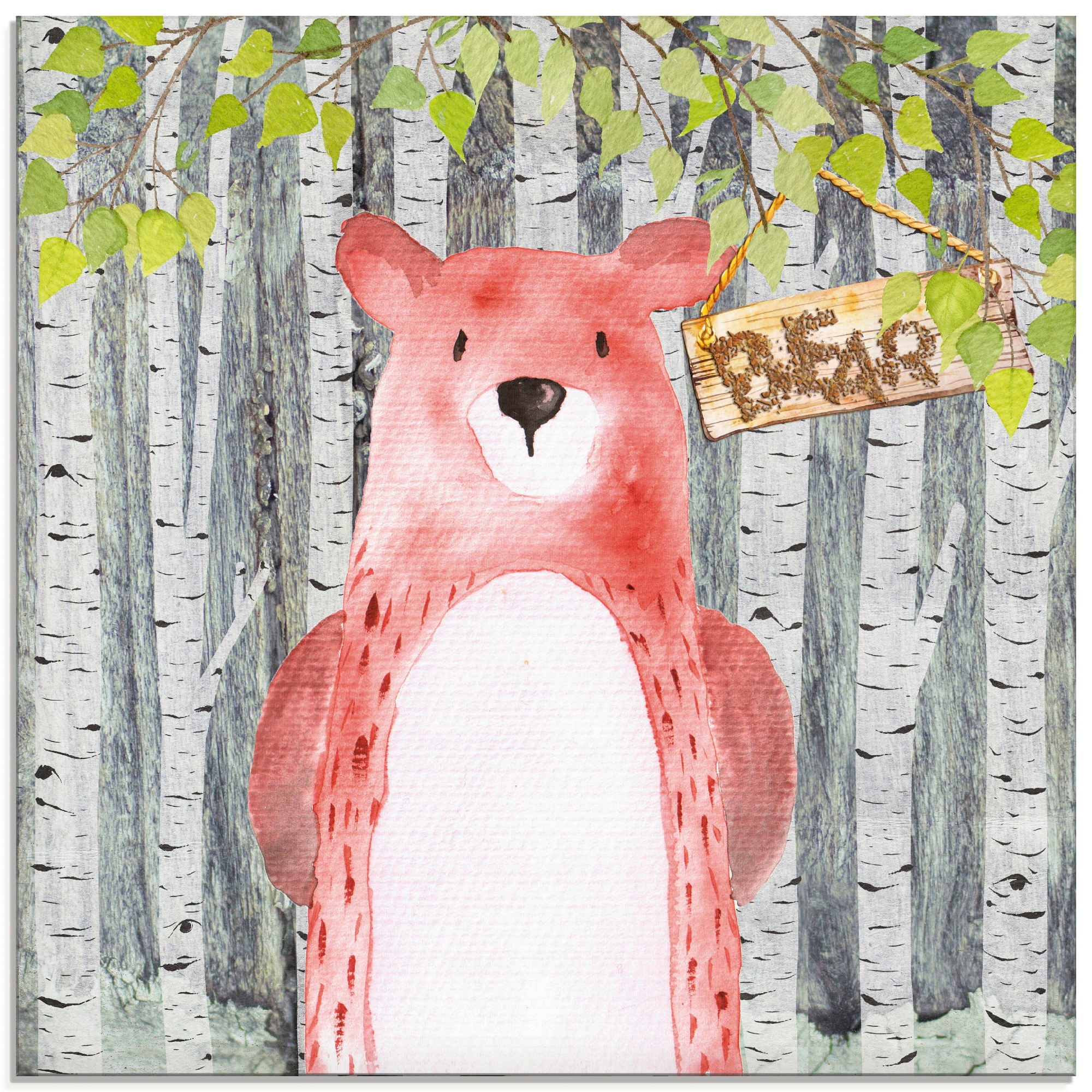 Bär«, (1 der online kaufen Jelmoli-Versand Grössen verschiedenen in St.), Artland lustige | Glasbild »Waldfreunde- Tiere,