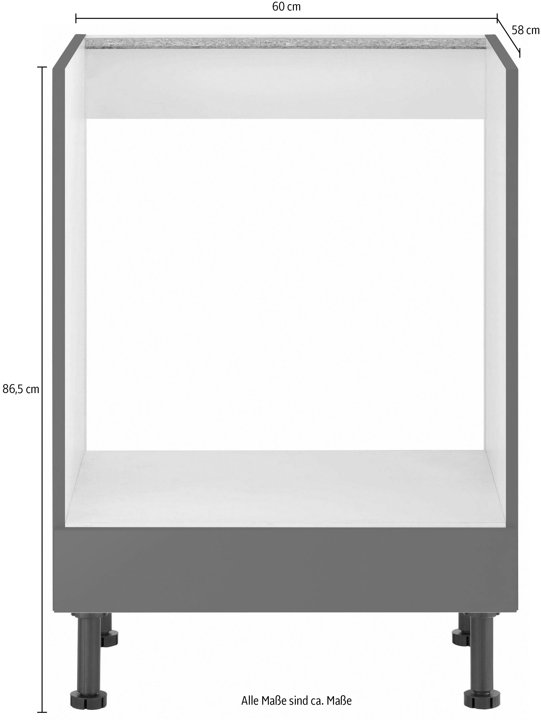 wiho Küchen Herdumbauschrank »Simi«, 60 cm breit, mit verstellbaren Füssen, ohne Arbeitsplatte