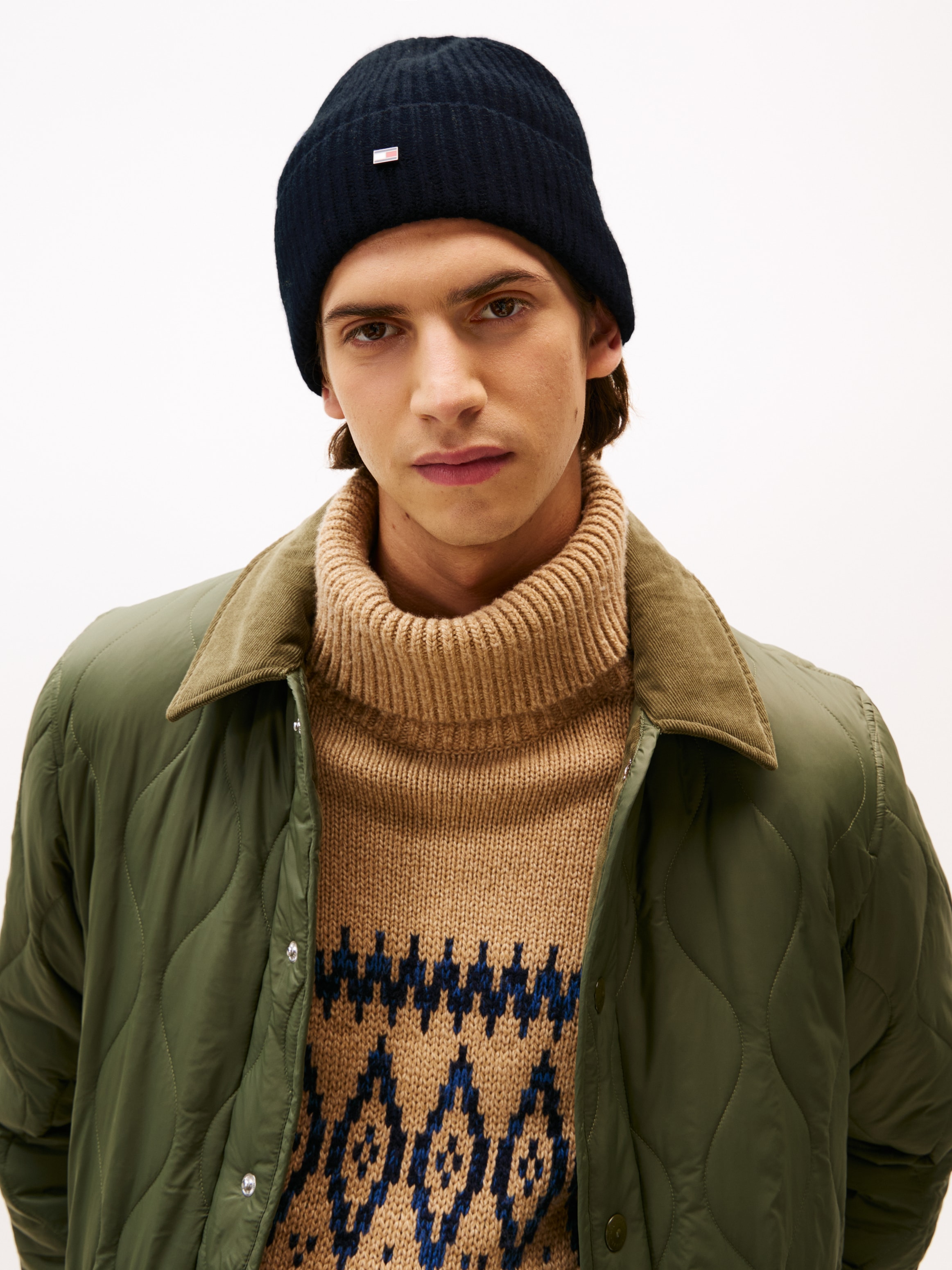 Tommy Hilfiger Beanie »TH FLAG CASHMERE«, mit Umschlag, aus Strick