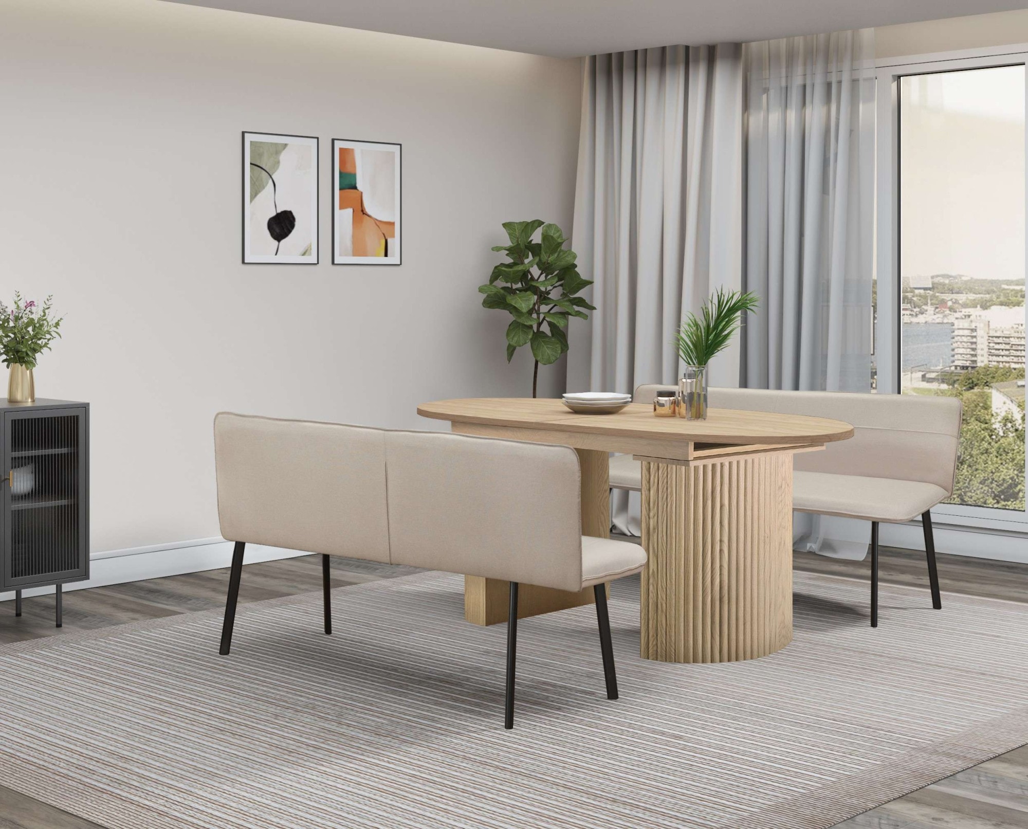 Home affaire Esstisch »Gartempe«, ausziehbar 160-210 cm, Synchronauszug, inkl Einlegeplatte, Breite 90cm
