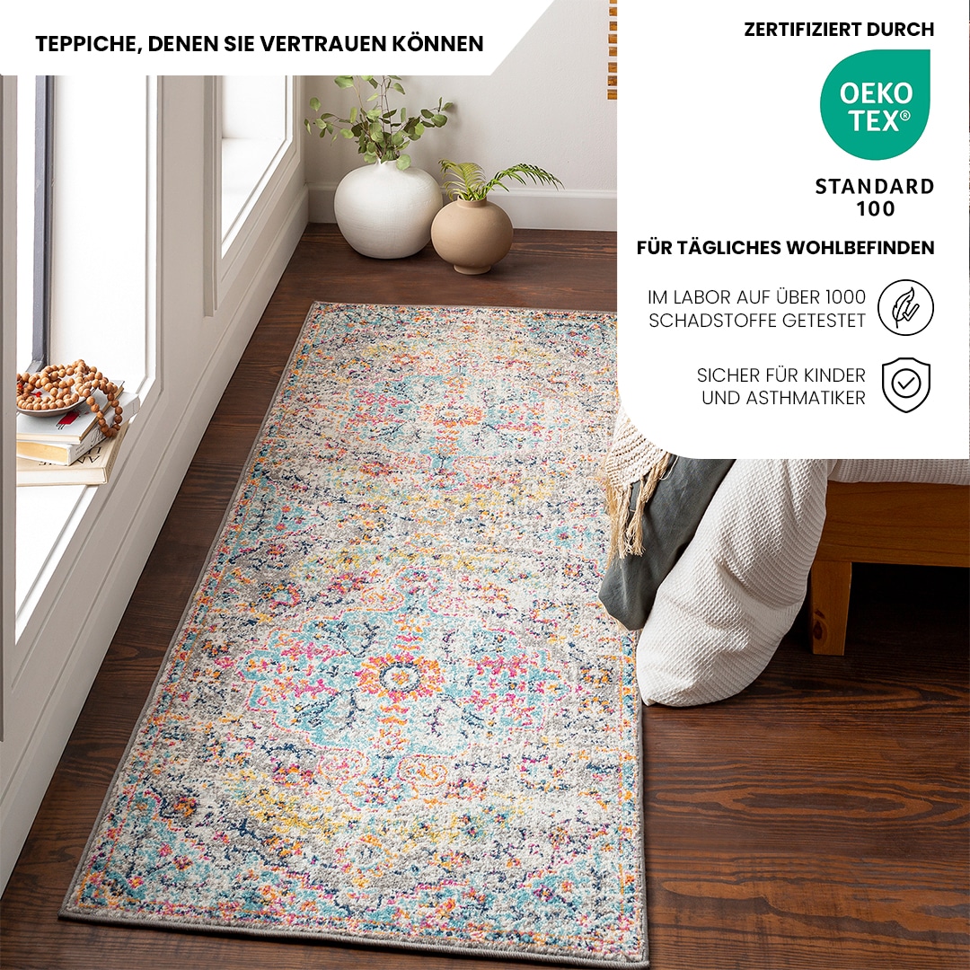 Livabliss Teppich »MUNICH«, rechteckig, 11 mm Höhe, Vintage Orientteppich, Kurzflor Boho Wohnzimmerteppich, Läufer