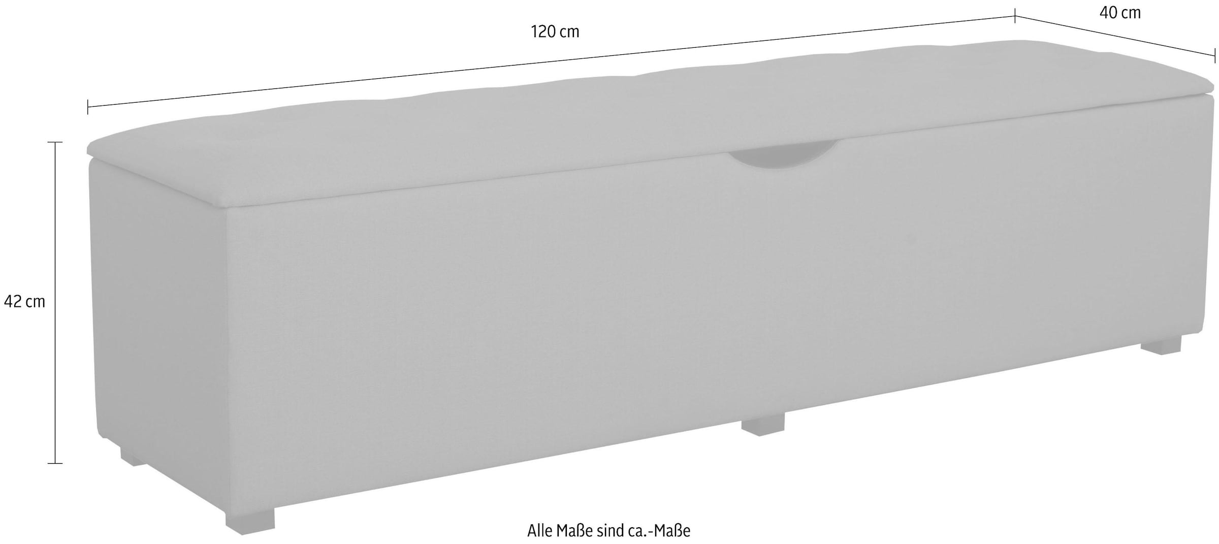 Places of Style Hockerbank »Knobbed«, Hockerbank mit Stauraum, Breite 120 cm und 160 cm