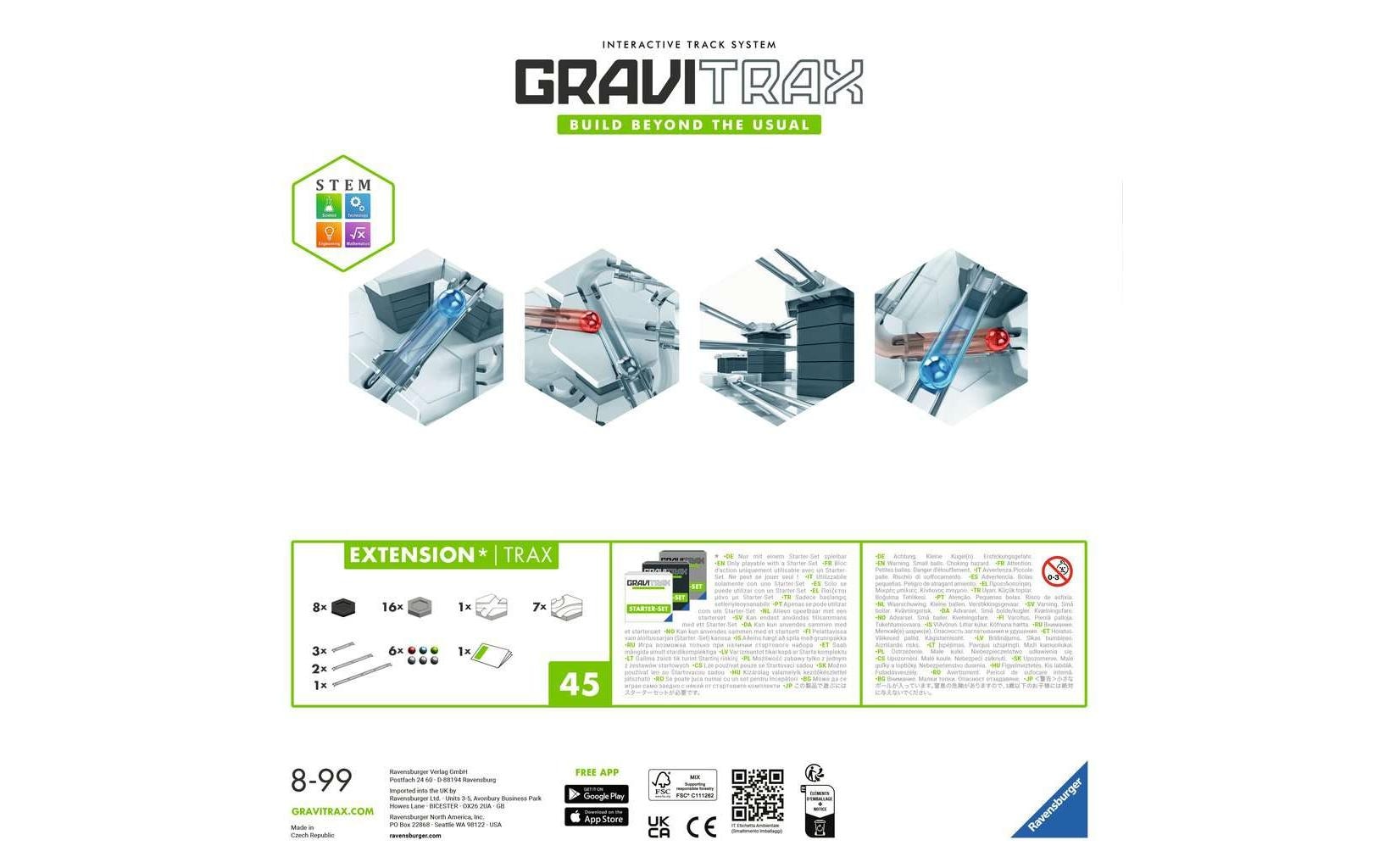 Ravensburger Kugelbahn »Zubehör GraviTrax Extension Trax«, (45 tlg.)