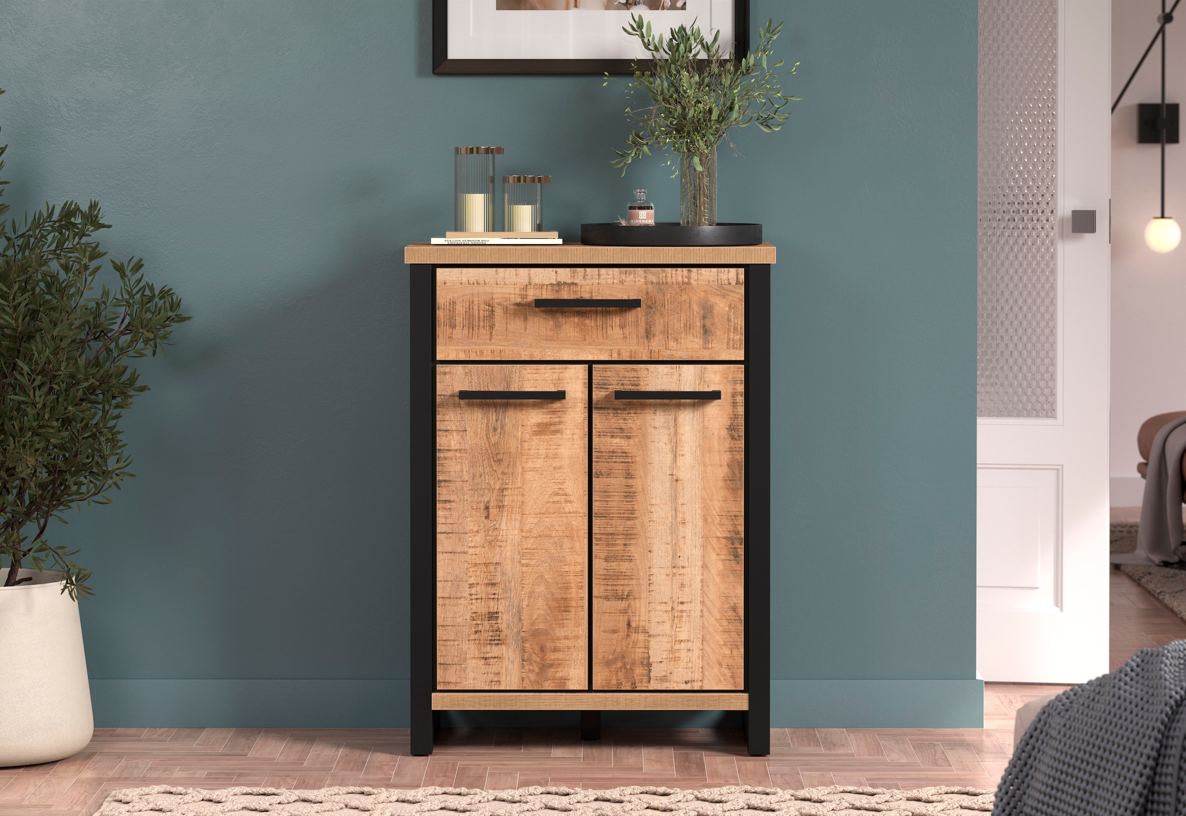 Home affaire Kommode »Elda«, (1 St.), Kommode mit 2 Türen, 1 Schublade mit Vollauszug – (B/T/H) 73/39/100 cm