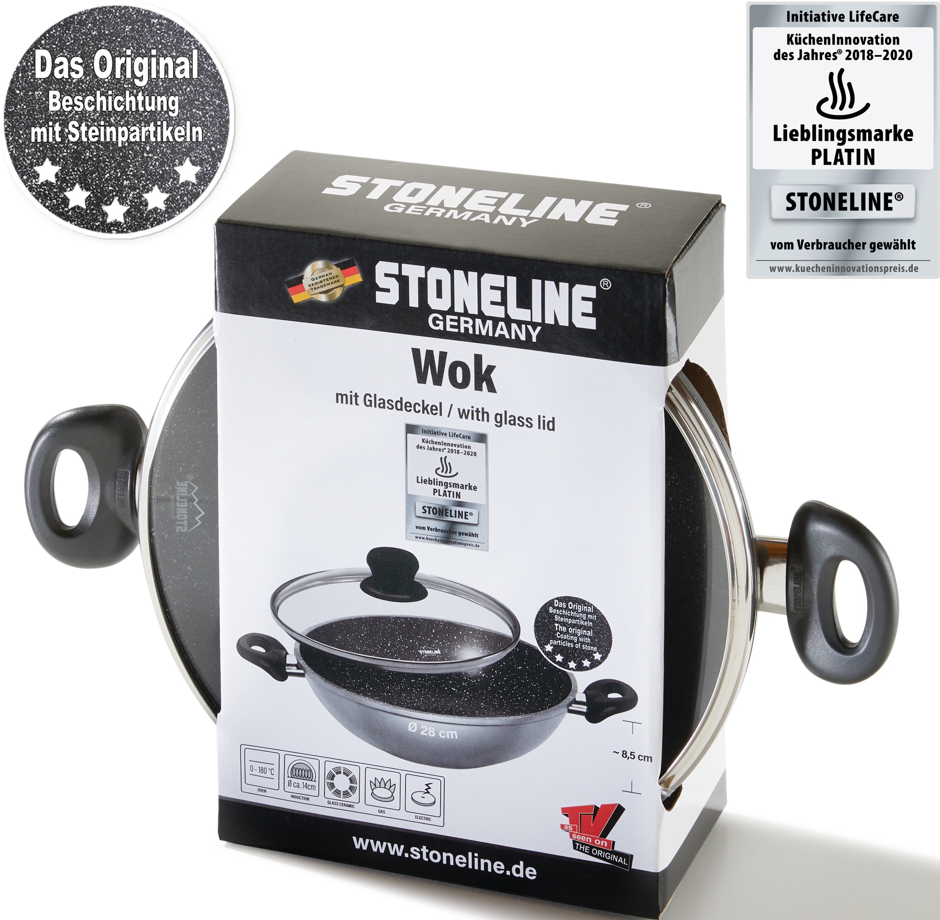 STONELINE Wok, Aluminiumguss, Ø 28 cm, Induktion