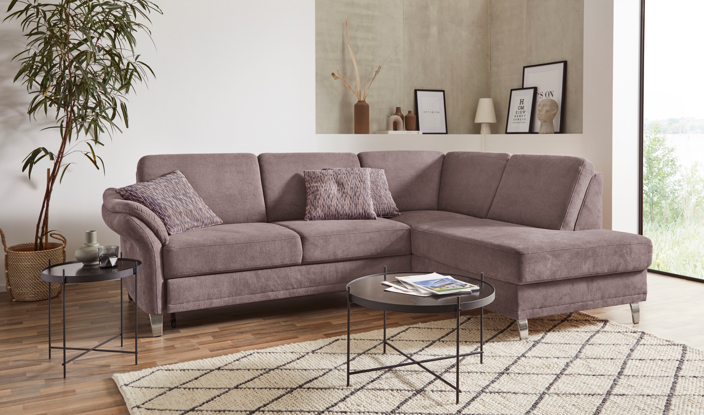 sit&more Ecksofa "Clio L-Form" wahlweise mit Bettfunktion und Bettkasten, inklusive Federkern