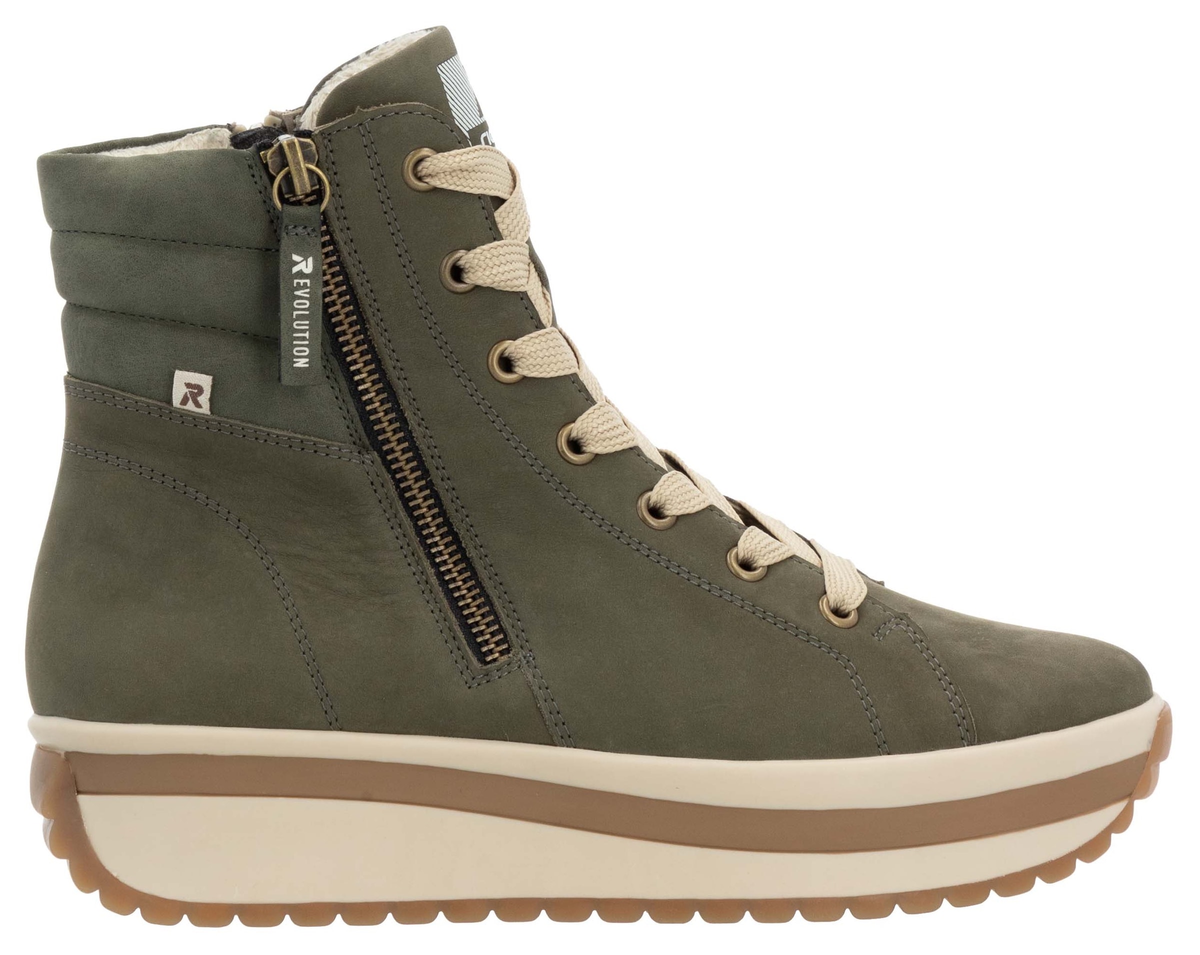 Rieker EVOLUTION Schnürboots, Plateaustiefelette, High Top Sneaker mit zwei Reissverschlüsse