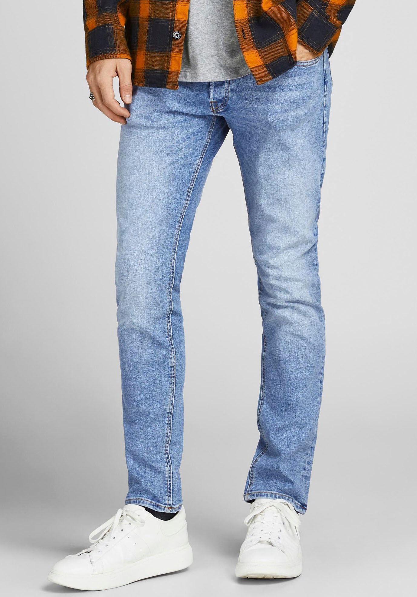 Jack & Jones Slim-fit-Jeans »JJIGLENN Jeans mit schmaler Beinform und Stretch für Komfort« Denim/Jeans, modisch, slim fit, Baumwollmischung